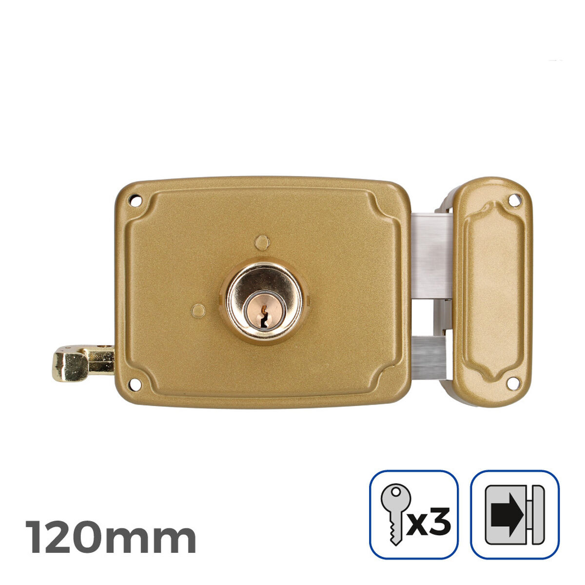 Bultlås EDM 85263 Gyllene Stål 120 x 94 mm Att lägga ovanpå - 2