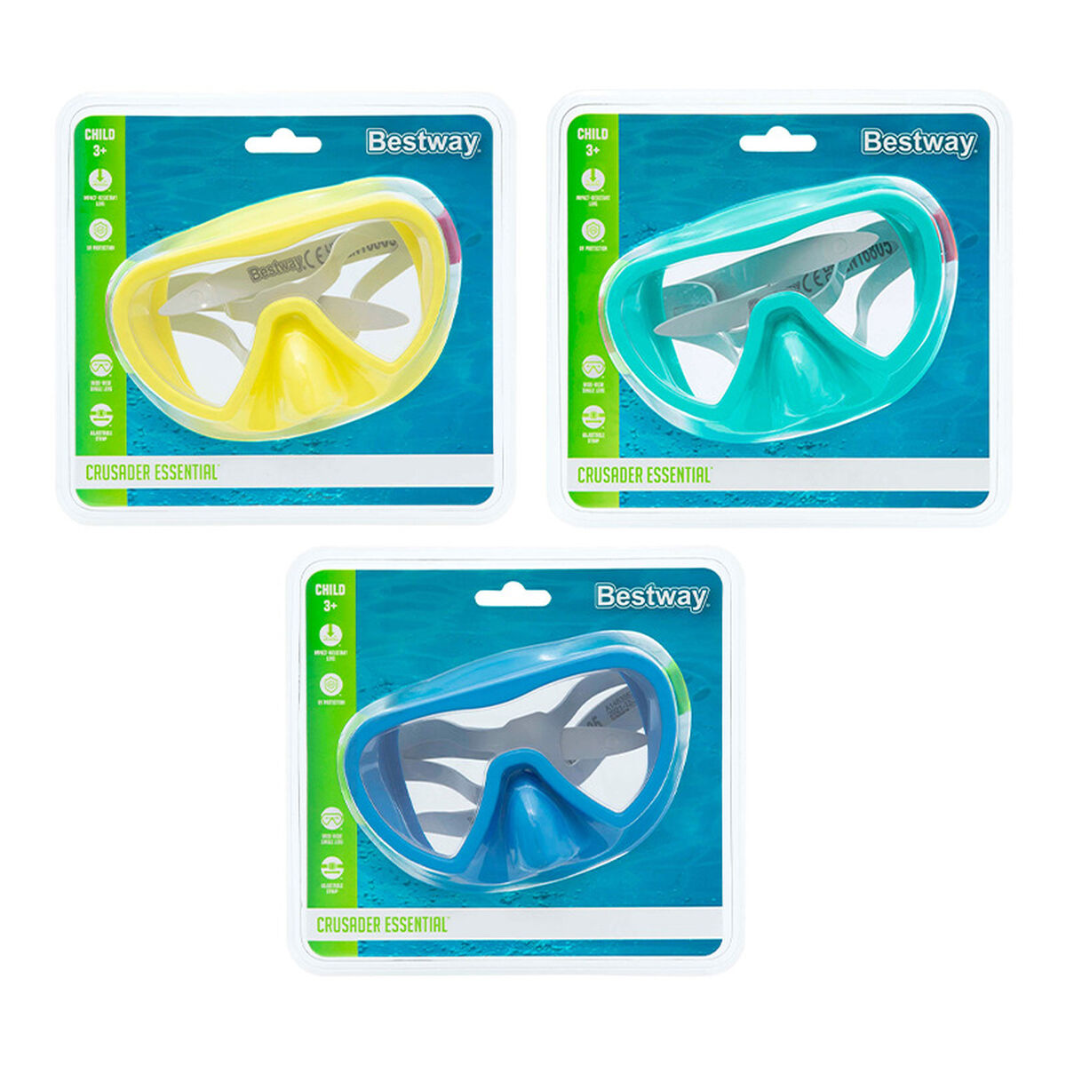 Bestway dykmask för vuxna med anatomisk rem, blandade färger +14 år strand och pool 22052 - 5