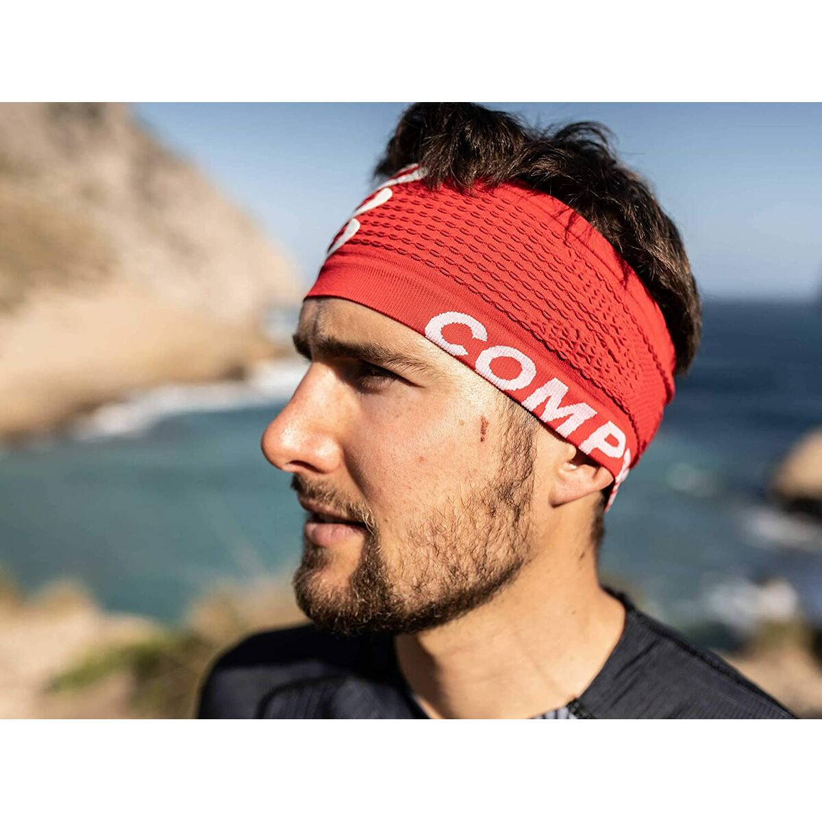 Huvudsportband Compressport On/Off Mörkröd One size - 7