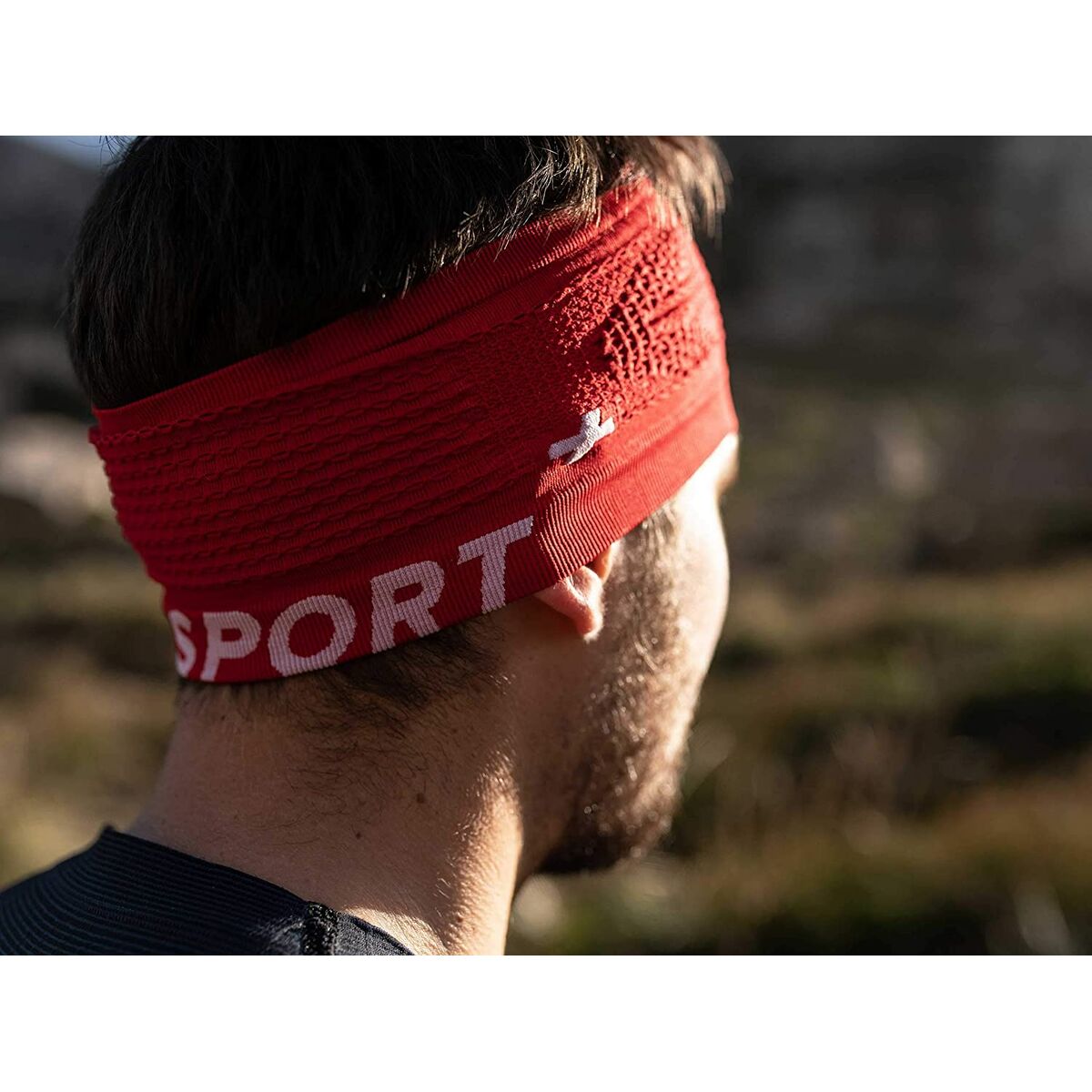 Huvudsportband Compressport On/Off Mörkröd One size - 2