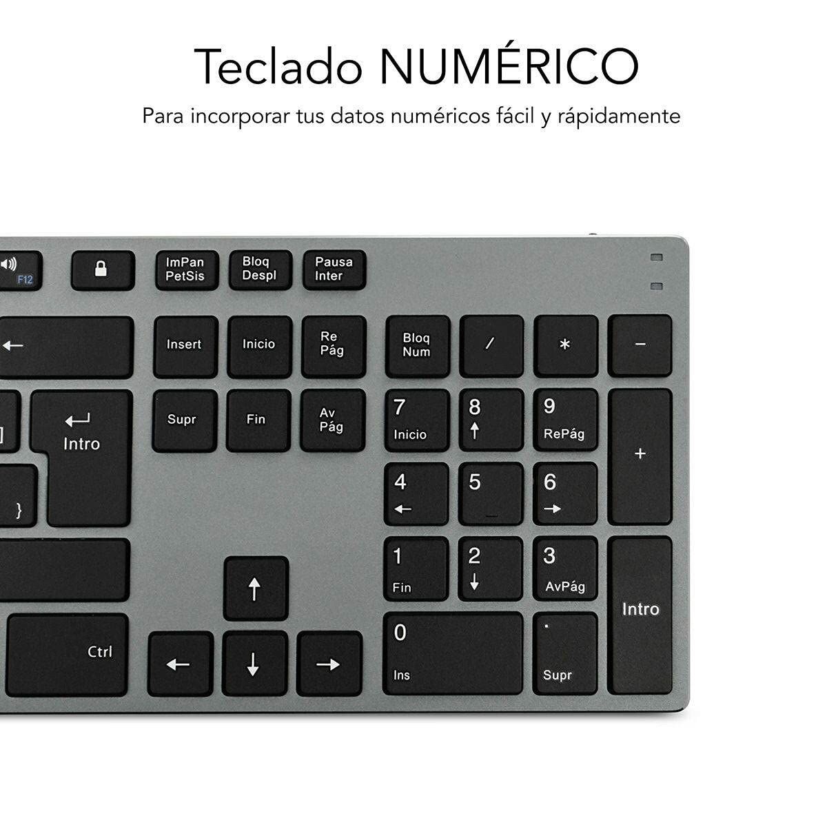 Trådlöst Tangentbord Subblim SUB-KB-3ADE301 Grå Qwerty Spanska QWERTY Bluetooth 3.0 - 3