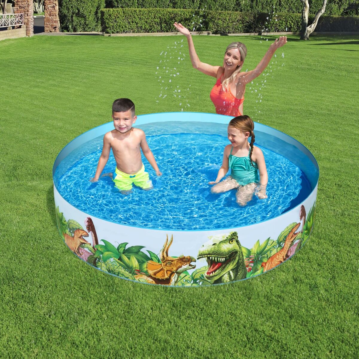 Bestway Hård Barnpool PVC Dinosaurier 183x38 cm +2 År Trädgård 55022 - 6