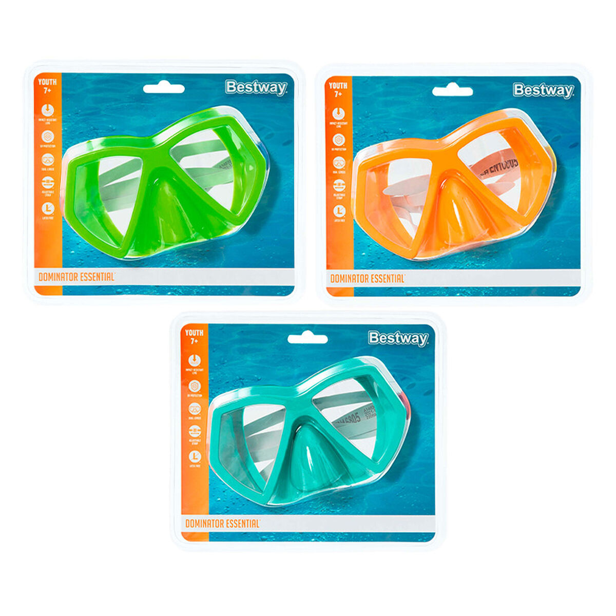 Bestway Dykmask för vuxna med anatomisk rem, blandade färger, +14 år, strand och pool 22056 - 5