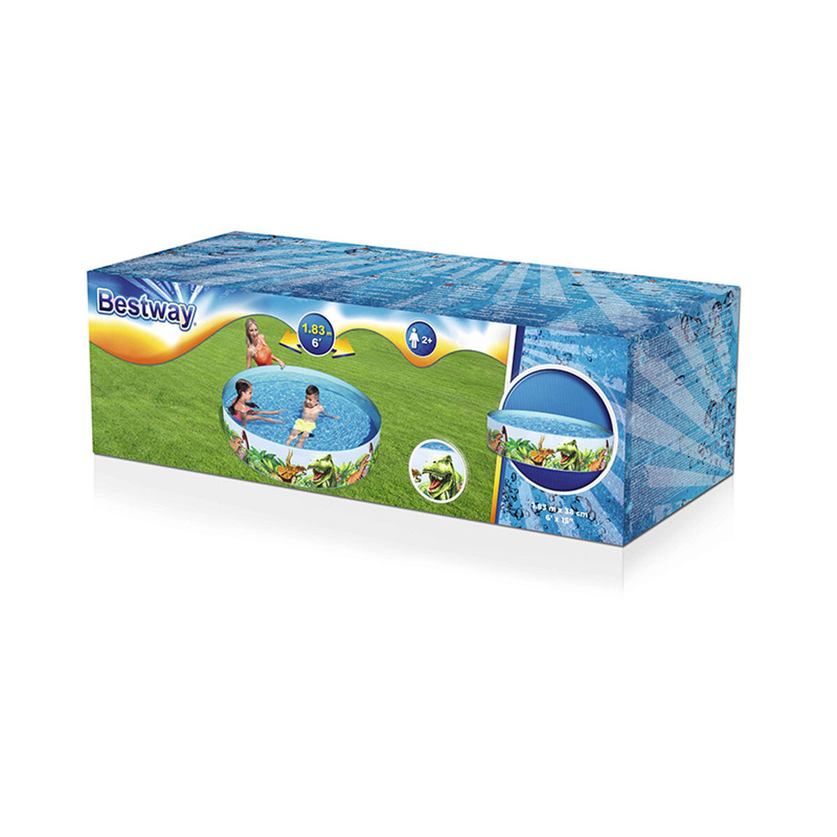 Bestway Hård Barnpool PVC Dinosaurier 183x38 cm +2 År Trädgård 55022 - 2