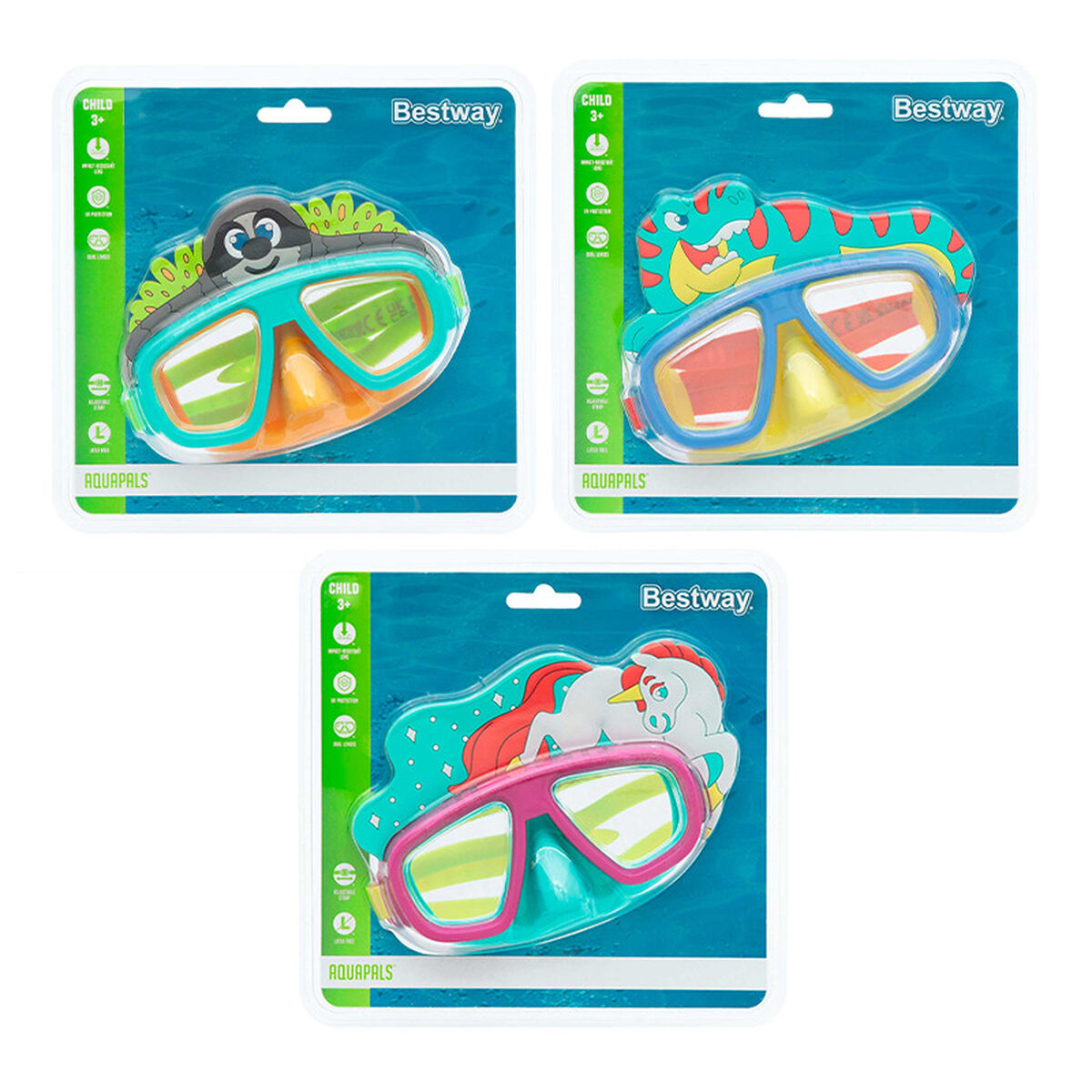 Bestway Dykmask Junior Anatomiskt Bälte Färg Blandat +7 År Strand och Pool 22059 - 5