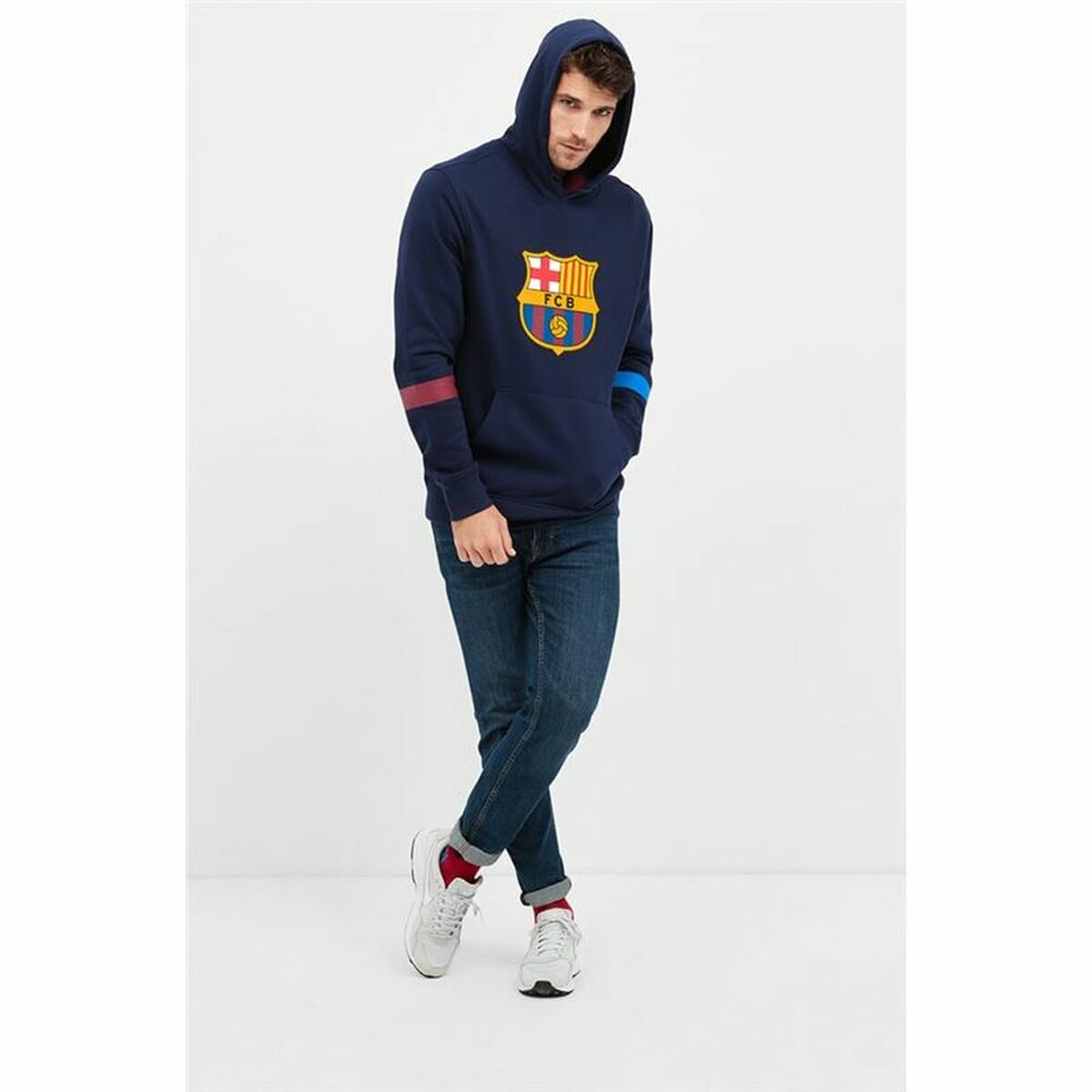 Tröja med huva Herr F.C. Barcelona Marinblå - 5