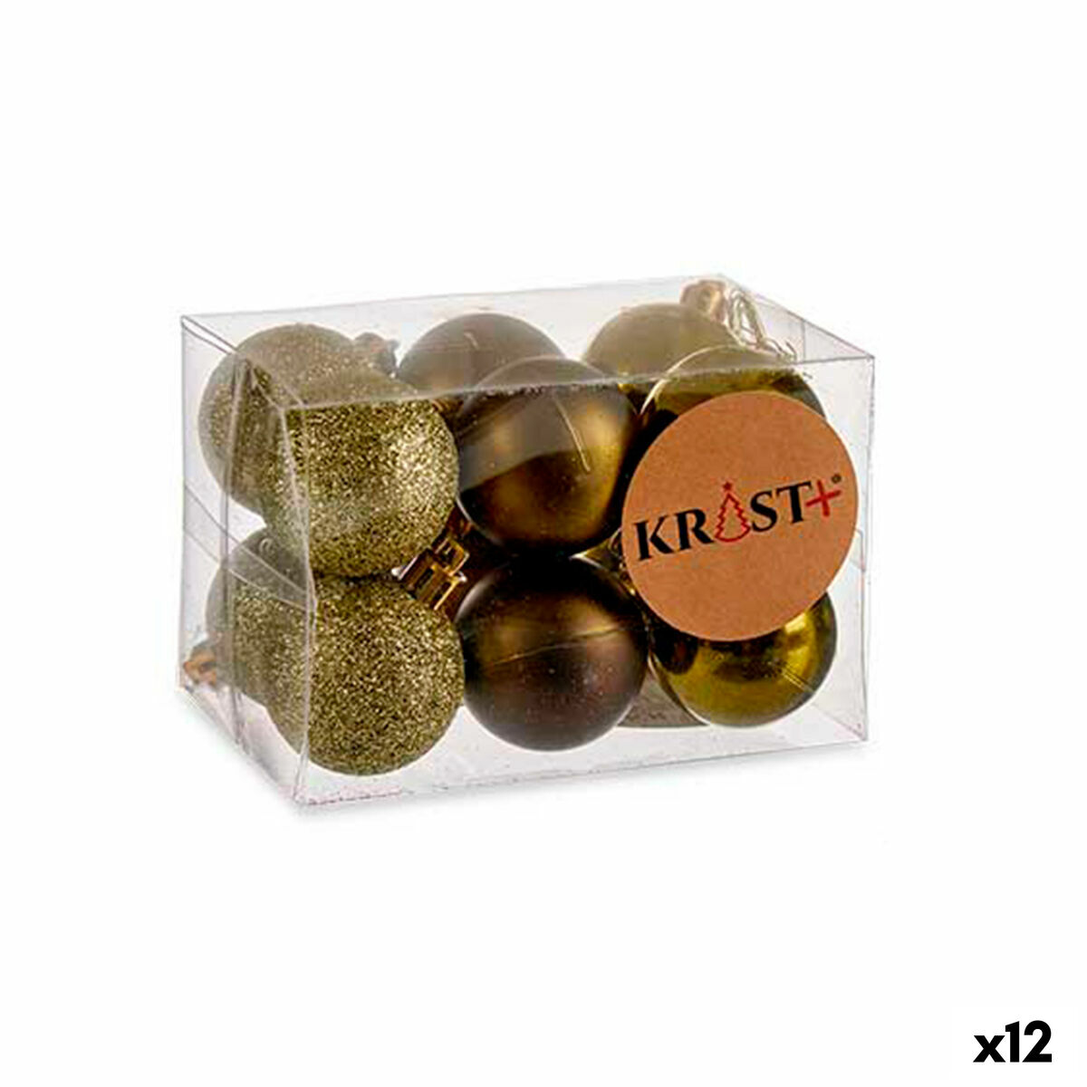 Uppsättning av julkulor Krist+ Grön Plast (12 antal)