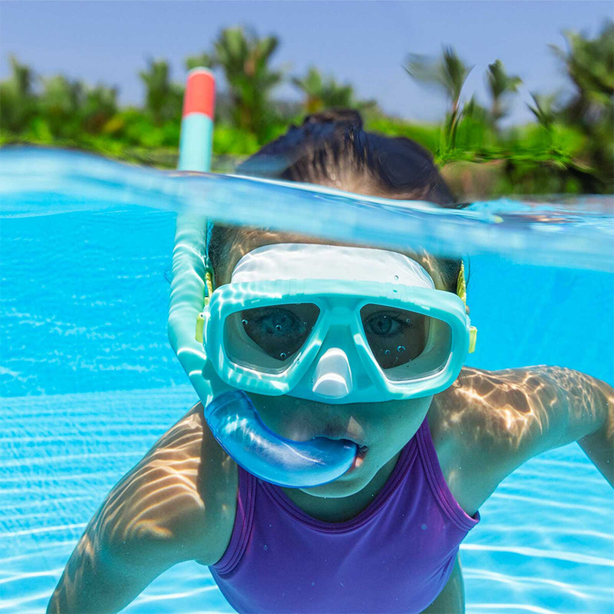 Bestway Vuxen dykmask med härdat glas, blandade färger, silikonband, +14 år, strand och pool 22074 - 6