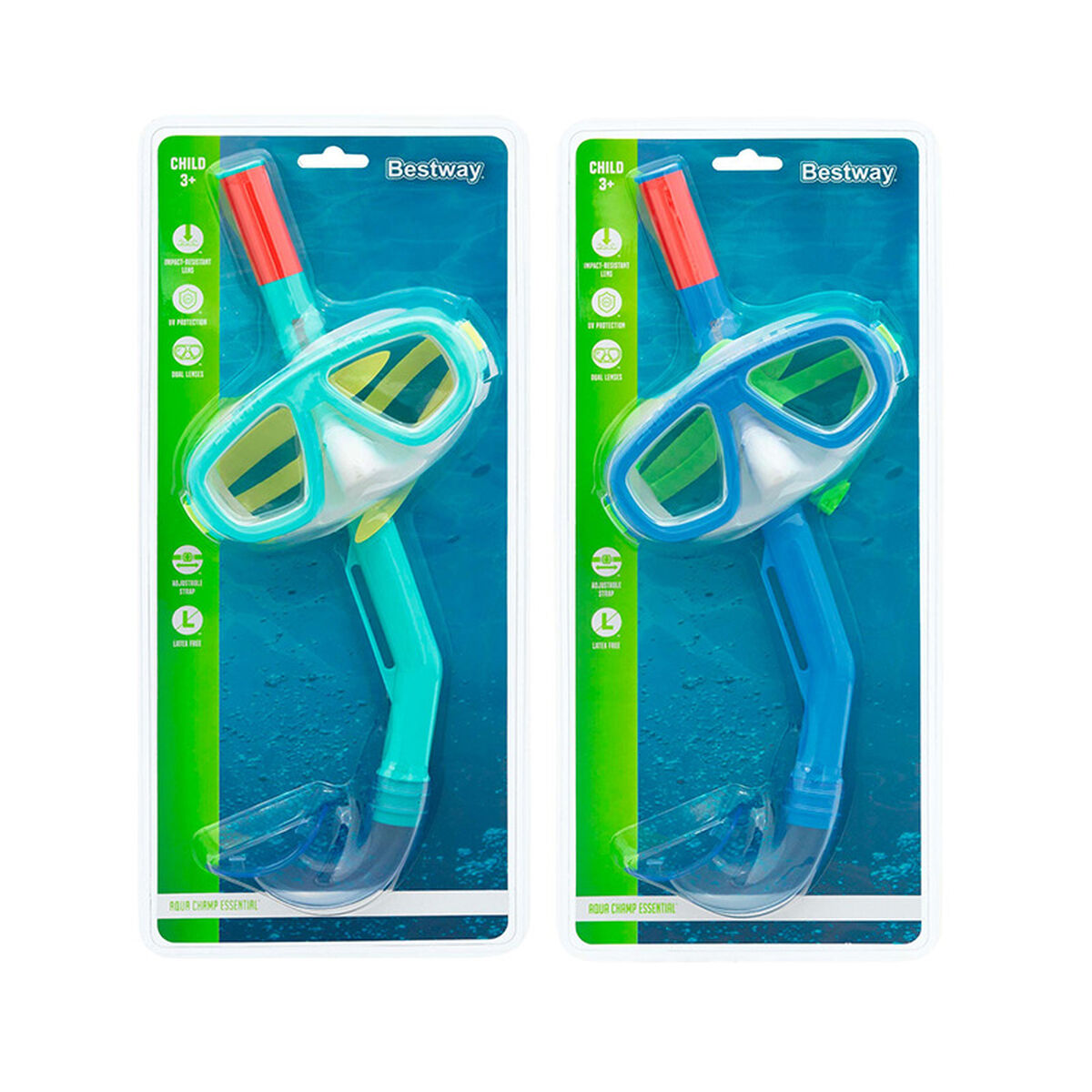 Bestway Vuxen dykmask med härdat glas, blandade färger, silikonband, +14 år, strand och pool 22074 - 4