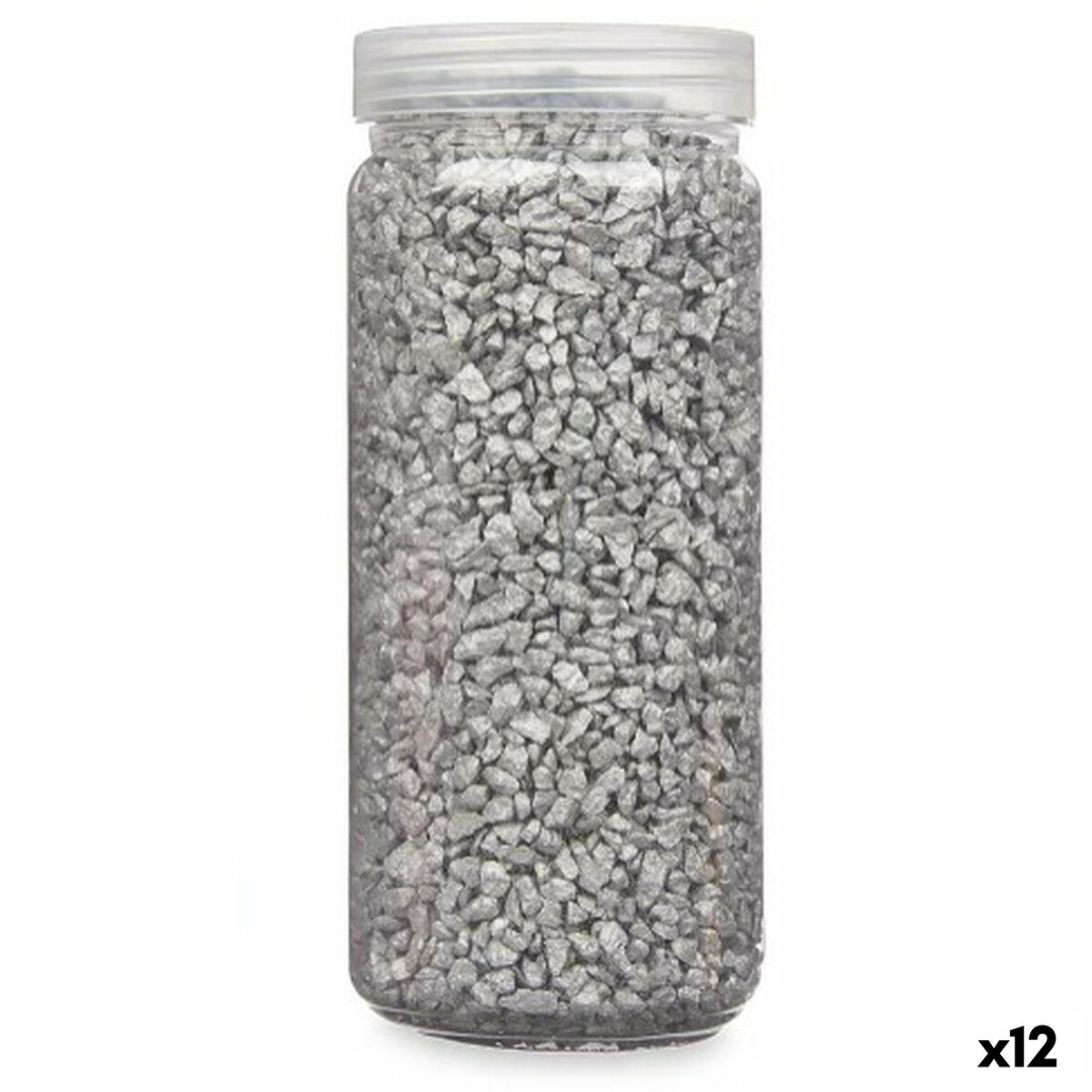 Dekorativa stenar Gift Decor Silvrig 2 - 5 mm 700 g 6,5 x 15,5 x 6,5 cm 6,2 x 15,3 x 6,2 cm 6,5 x 15,8 x 6,5 cm (12 antal)