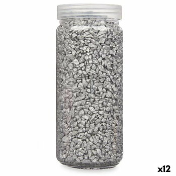 Dekorativa stenar Gift Decor Silvrig 2 - 5 mm 700 g 6,5 x 15,5 x 6,5 cm 6,2 x 15,3 x 6,2 cm 6,5 x 15,8 x 6,5 cm (12 antal)