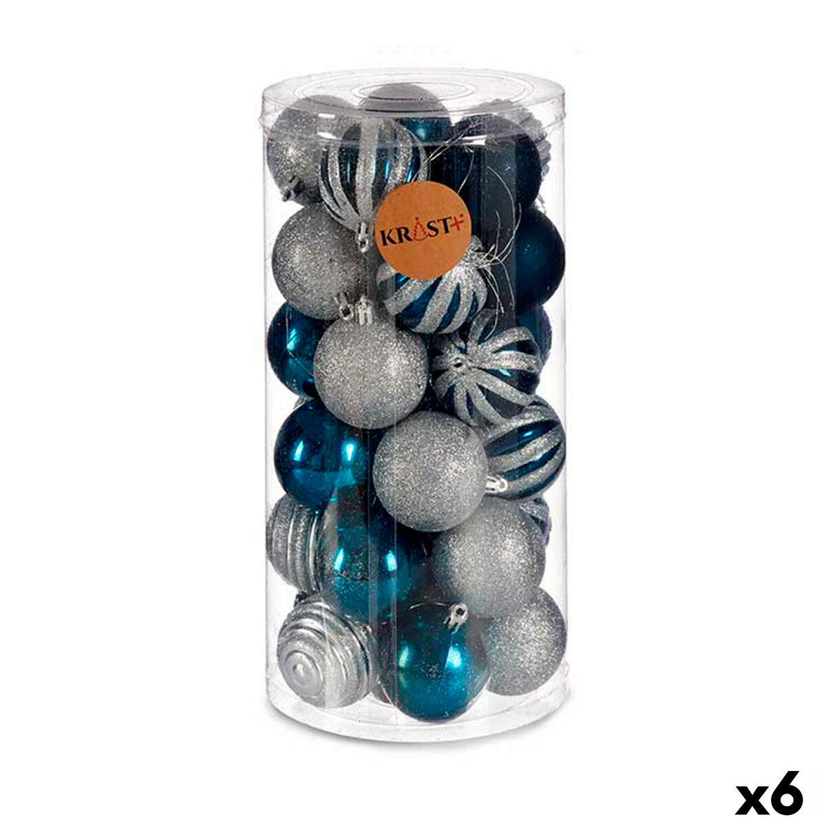 Uppsättning av julkulor Krist+ HM20087-061/003 Blå Silvrig Plast Ø 6 cm (6 antal)