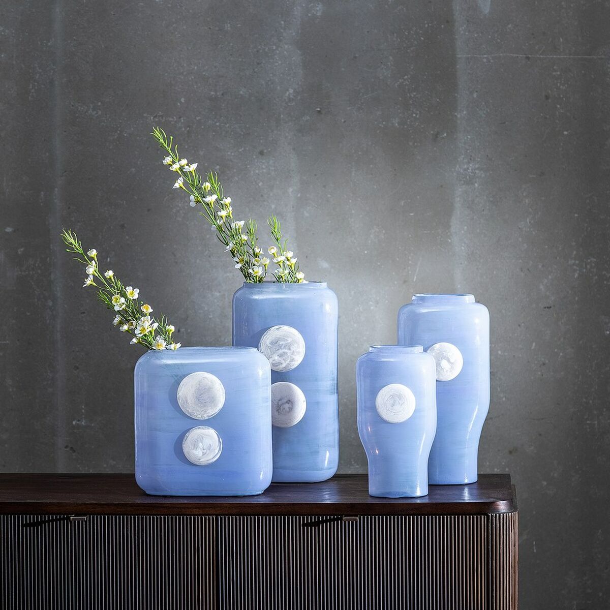 Vas Blå Vit Harts Glas 12 x 9 x 25 cm - 7
