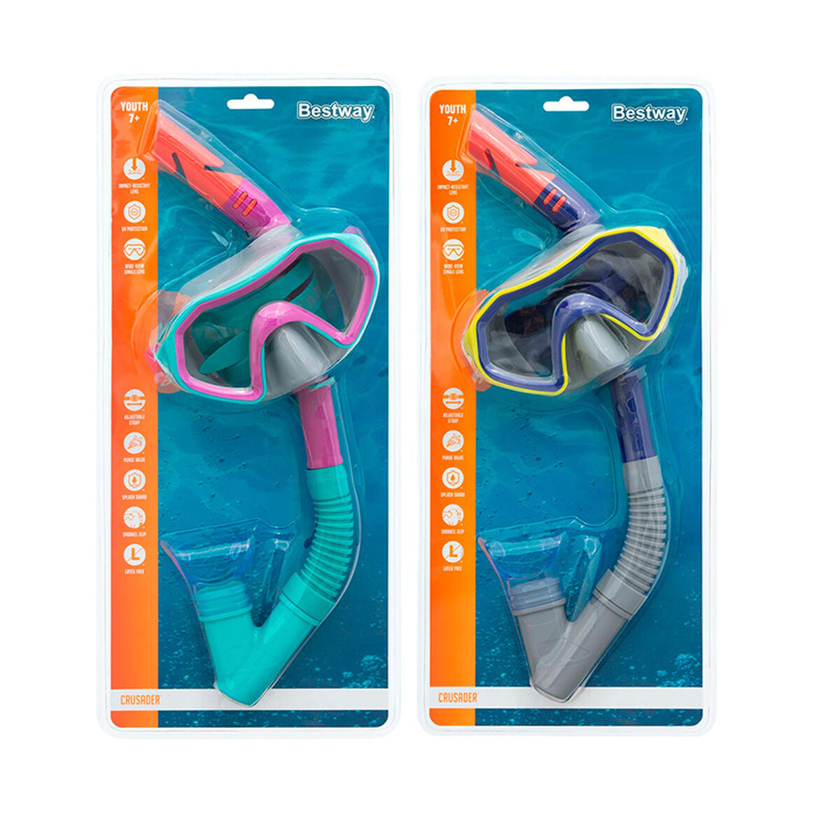 Bestway Vuxen Mask och Rörset Purgventil Blandade Färger +14 År Strand och Pool 24021 - 4