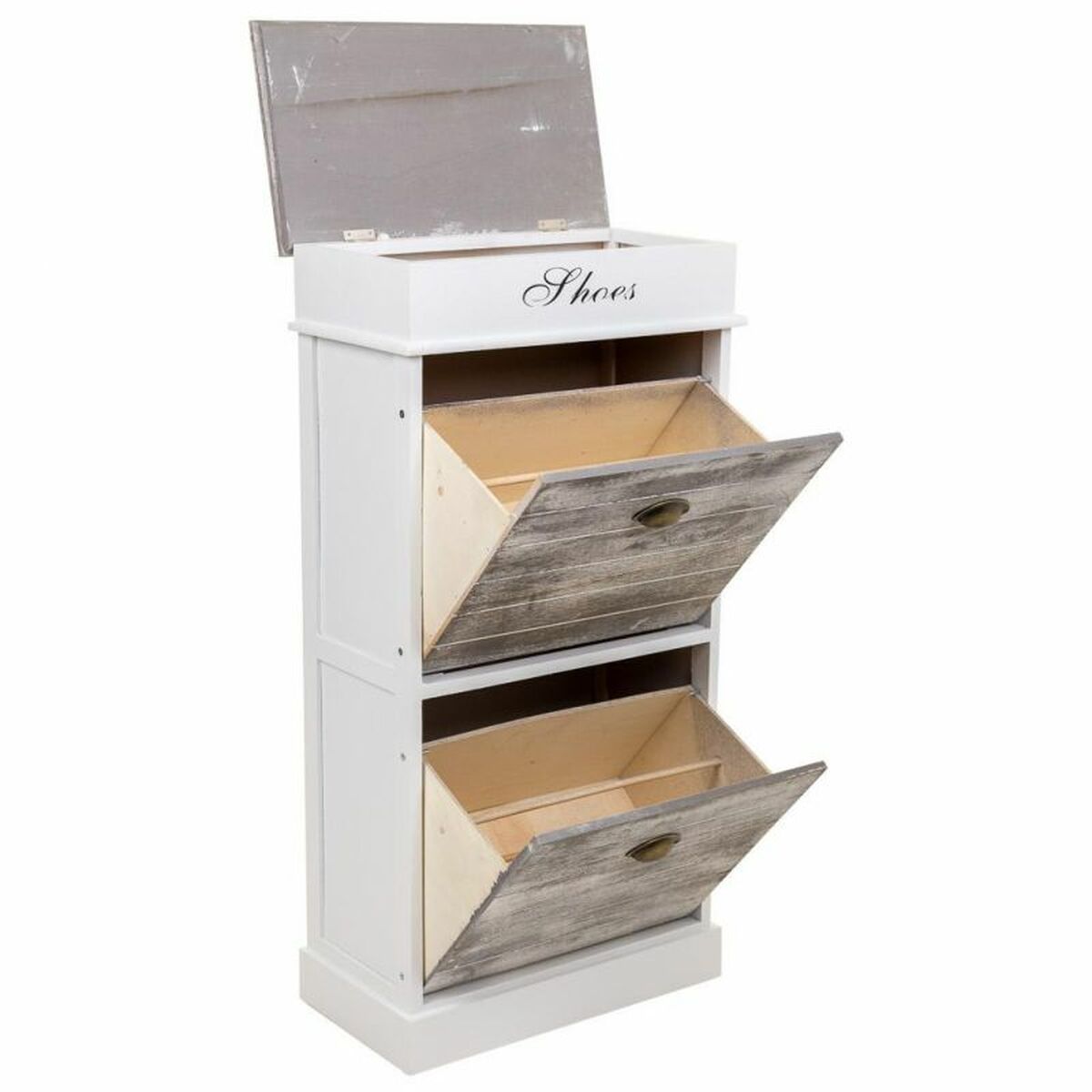 Skoställ Alexandra House Living Vit 28 x 98 x 50 cm 2 lådor - 2