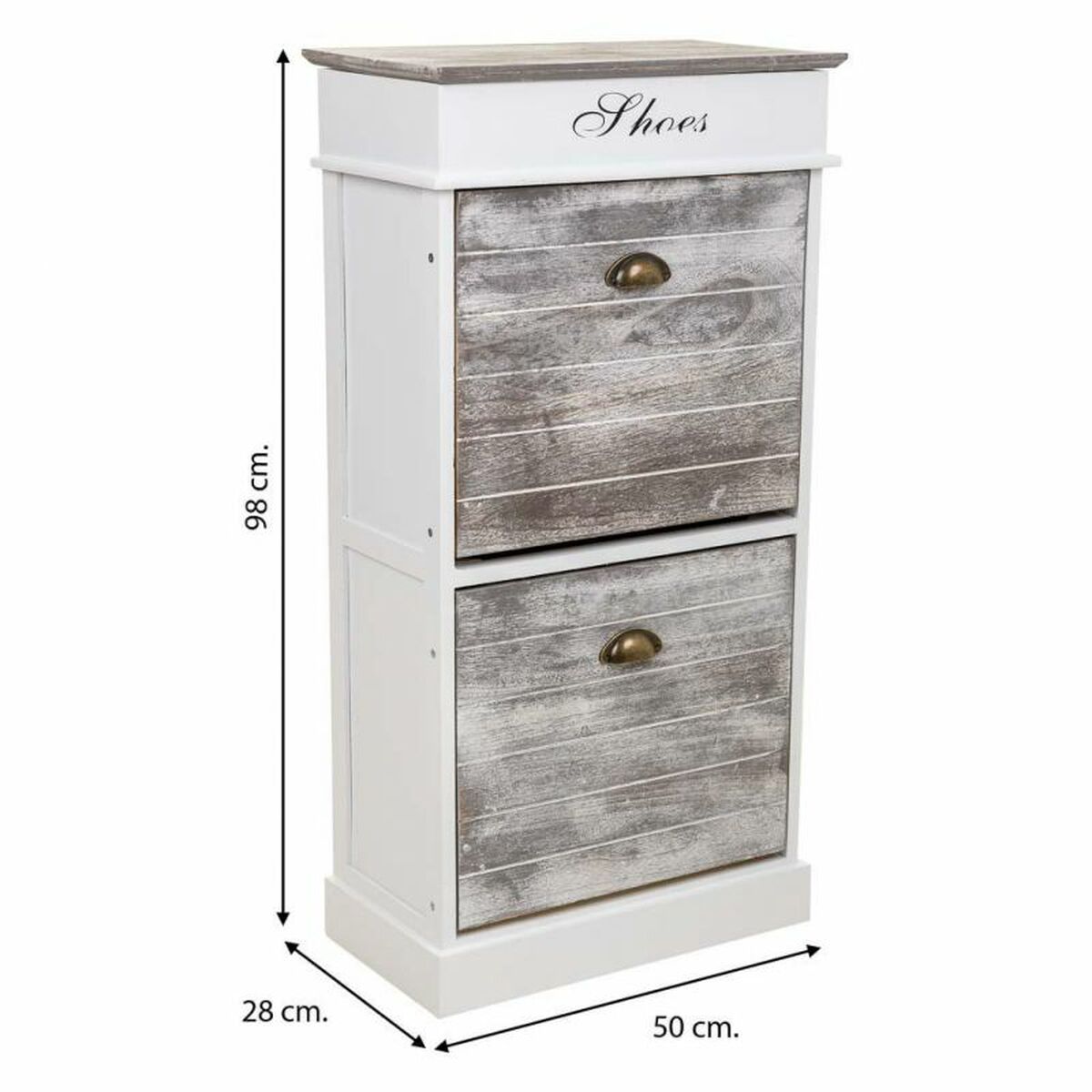 Skoställ Alexandra House Living Vit 28 x 98 x 50 cm 2 lådor - 4