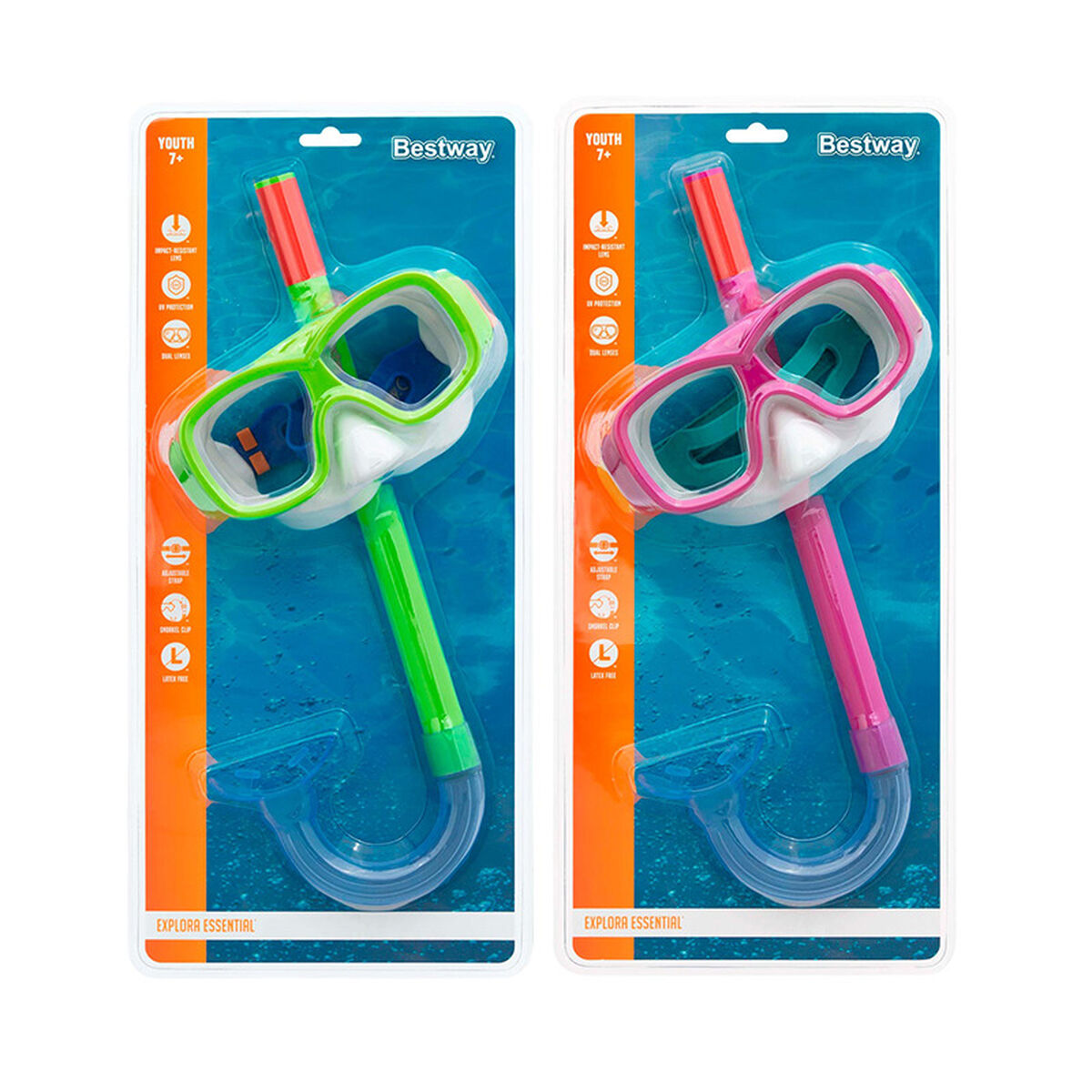 Bestway Set Mask och Tub Vuxenventil Purge Blandade Färger +14 År Stranden och Poolen 24029 - 4