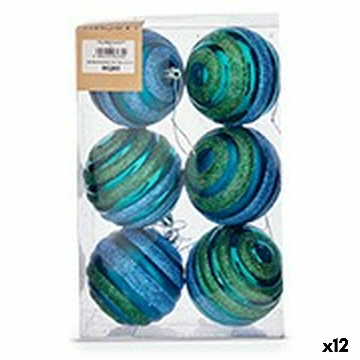 Uppsättning av julkulor Krist+ Blå Grön PVC Ø 8 cm (12 antal) - 4