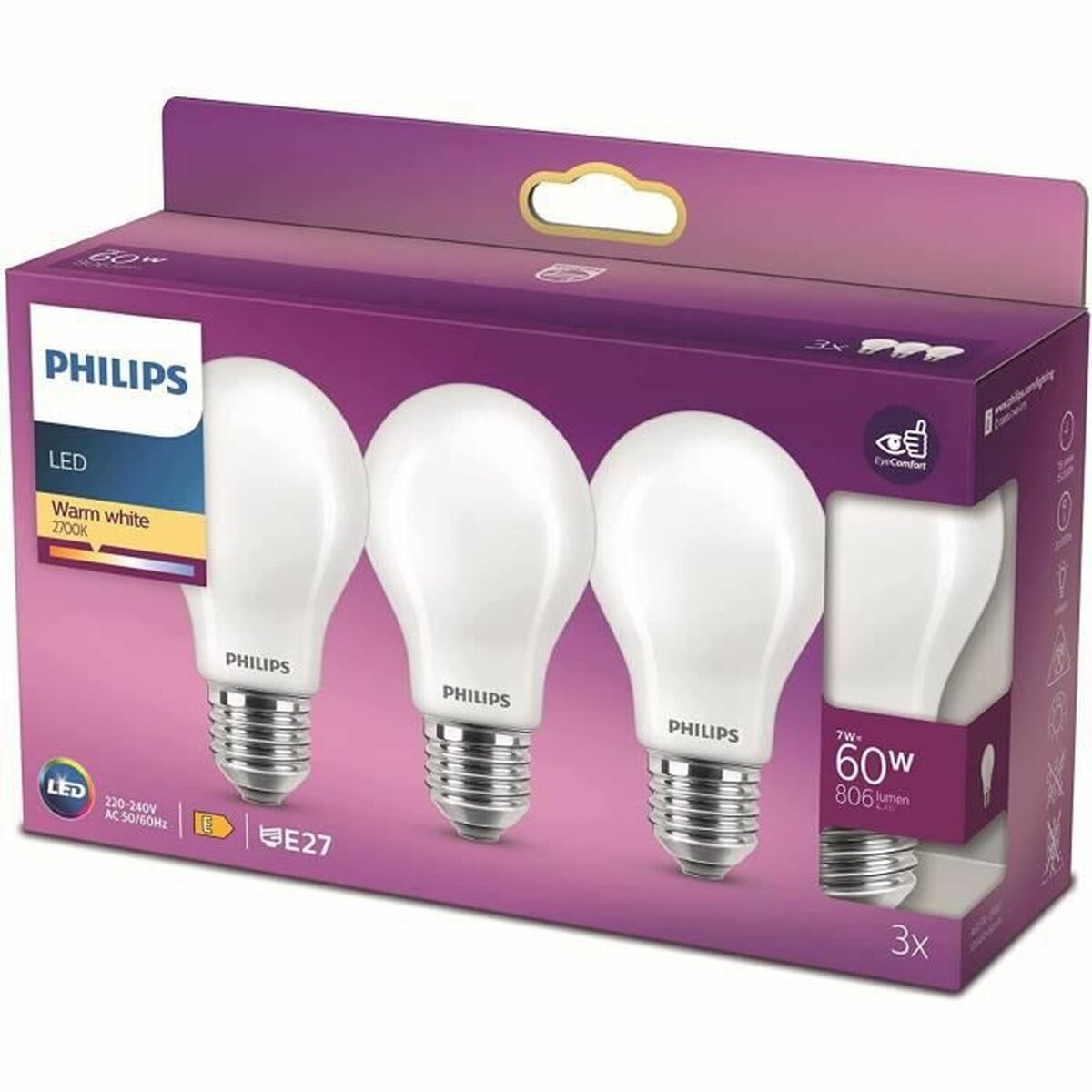 LED-lampa Philips Bombilla E 7 W 60 W 806 lm (2700k) - 3