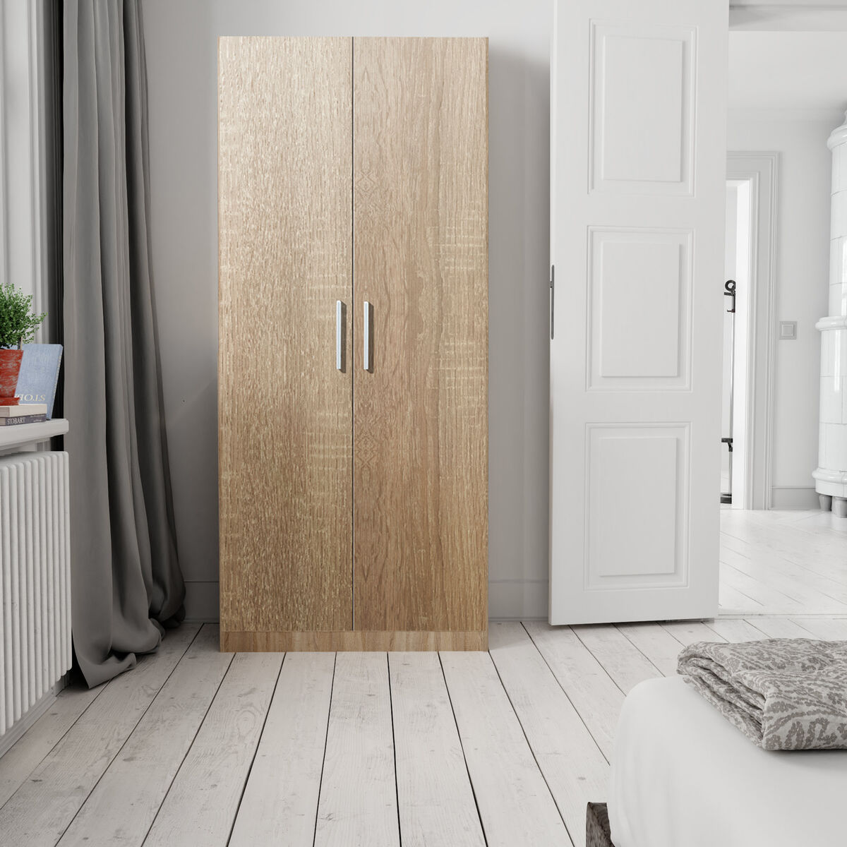 Skoskåp Alexandra House Living Ljusbrun 59 x 171 x 35 cm 2 dörrar 7 Hyllor - 2