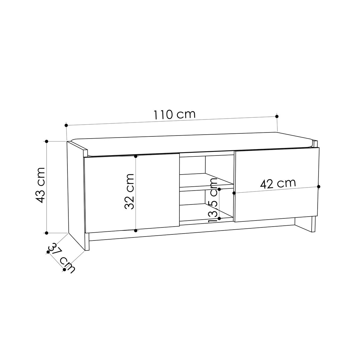 Skobänk Alexandra House Living Brun Grå 110 x 43 x 37 cm 2 dörrar - 5