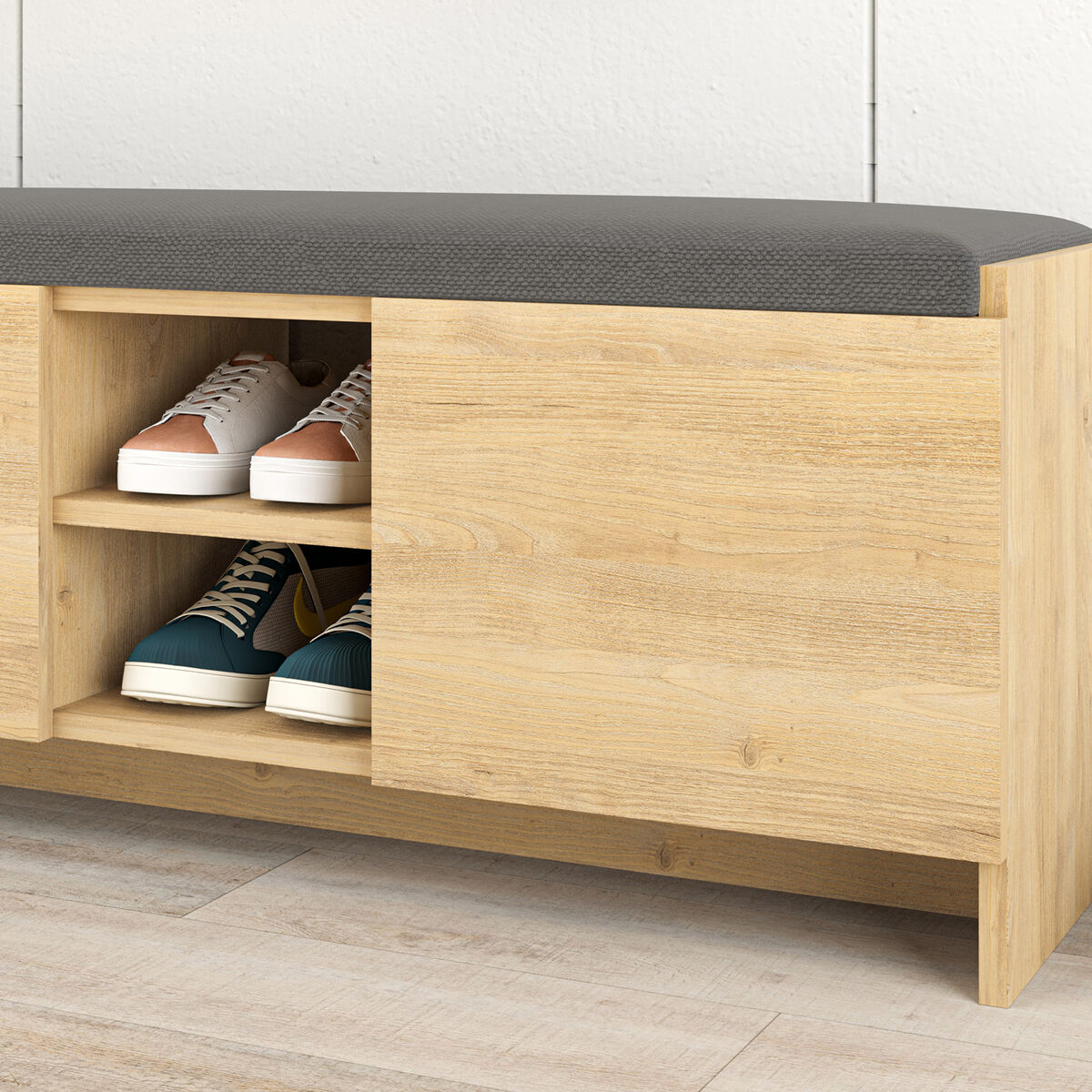 Skobänk Alexandra House Living Brun Grå 110 x 43 x 37 cm 2 dörrar - 4
