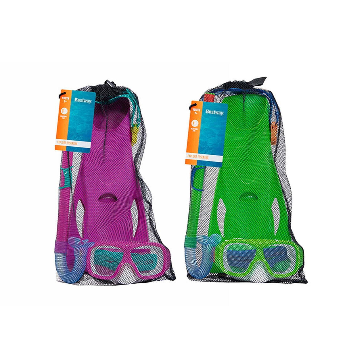Bestway Junior Mask och Tube Set Purge Valve Blandade Färger +7 År Strand och Pool 24070 - 4