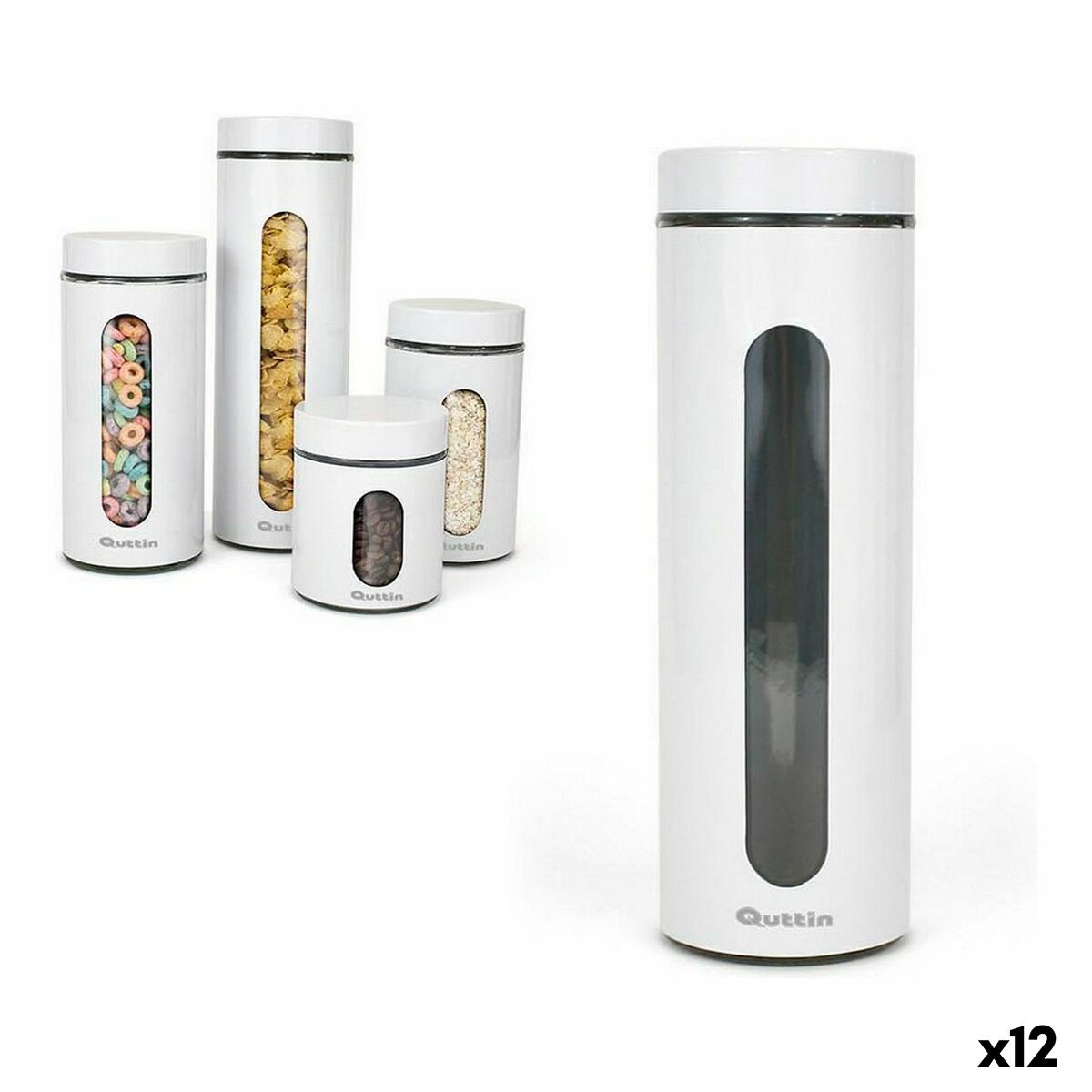 Burk Quttin Stål Glas Vit 2,2 L 10 x 10 x 30,5 cm (12 antal)
