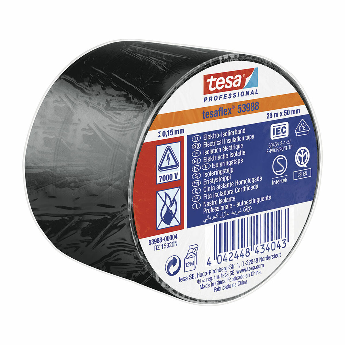 Isoleringstejp TESA Svart Vit PVC (25 m x 50 mm) - 3