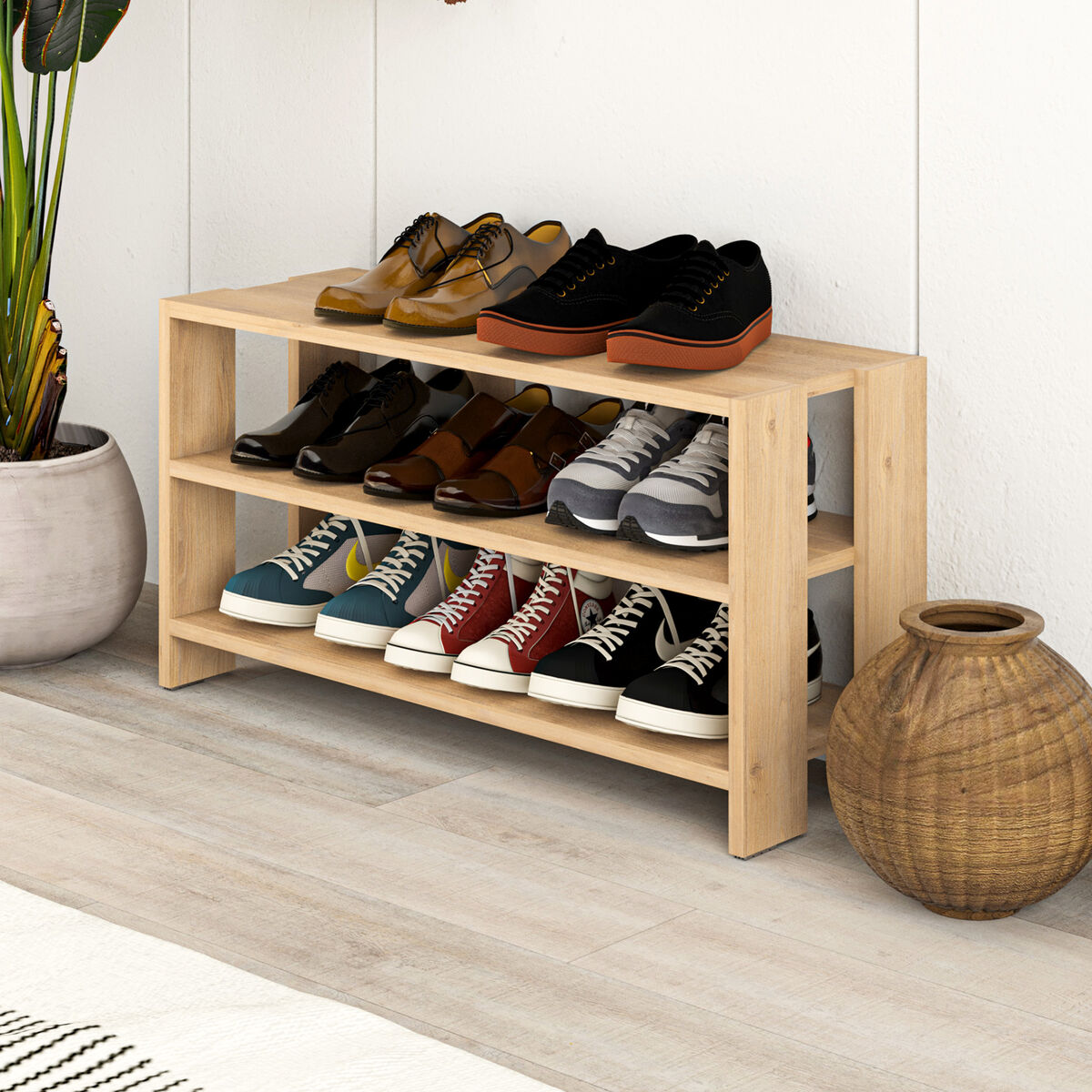 Skobänk Alexandra House Living Brun 84 x 44 x 29 cm 2 Hyllor - 3