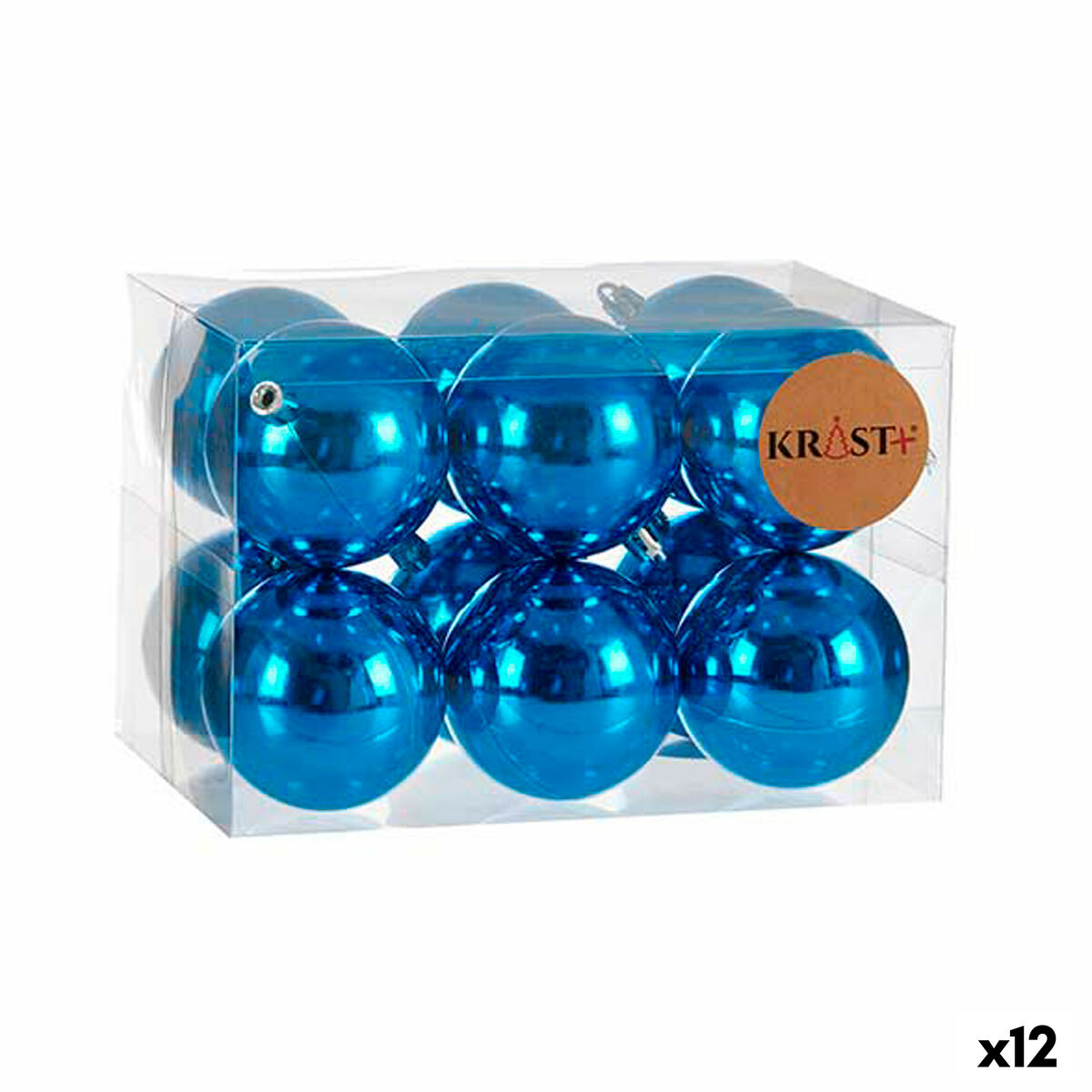 Uppsättning av julkulor Krist+ Blå Plast Ø 7 cm (12 antal)
