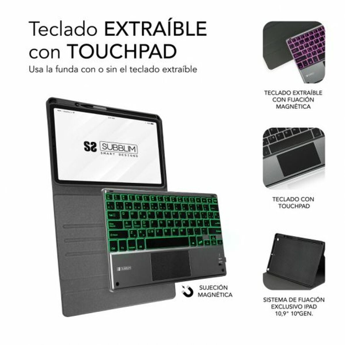 Fodral för iPad + Tangentbord Subblim SUBKT4-BTPI02 10,9" iPad - 4