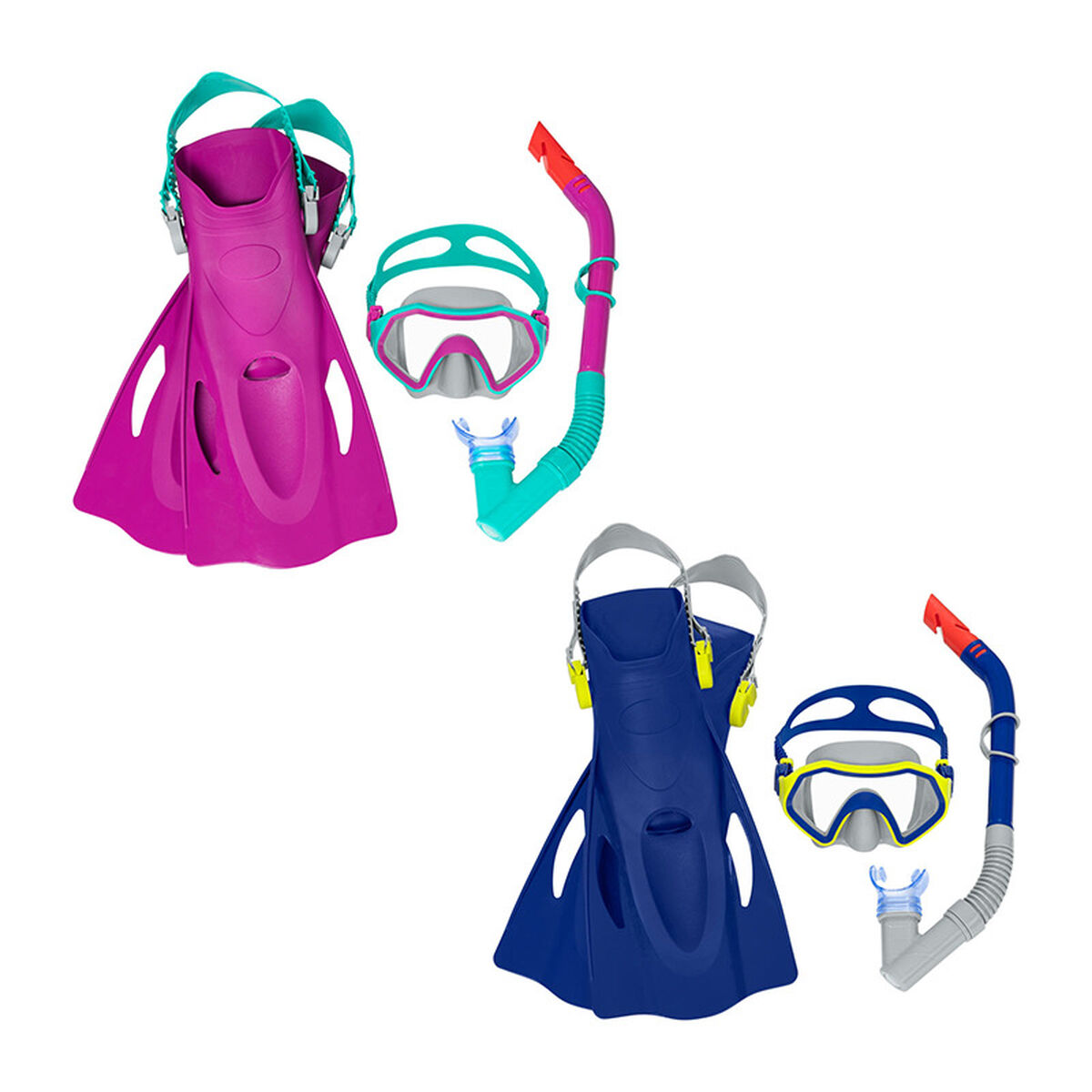Dykmask med snorkel och simfötter Bestway 37-41