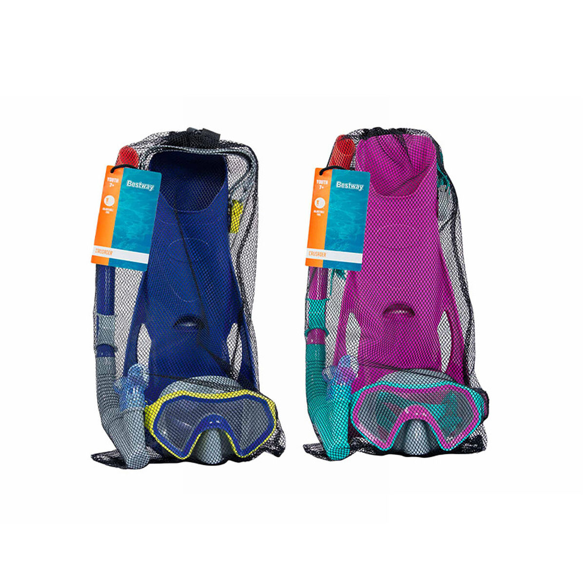 Dykmask med snorkel och simfötter Bestway 37-41 - 4