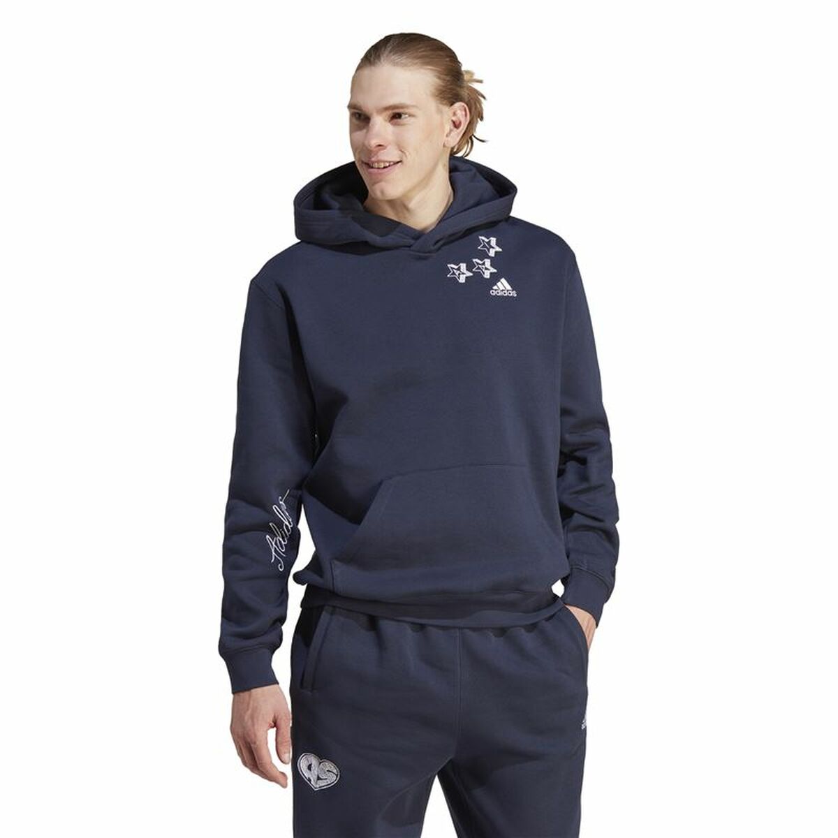 Tröja med huva Herr Adidas Bl Fl Hd Q3 Fl Blå Marinblå - 5