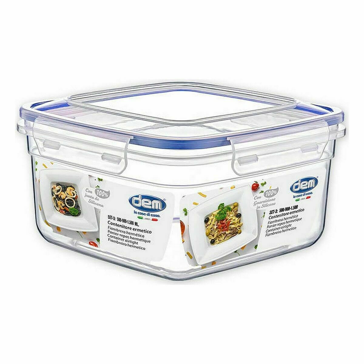 Lunchlådor, set Dem Hermetisk 3 Delar 500 ml 18 x 18 x 10 cm (6 antal) - 2