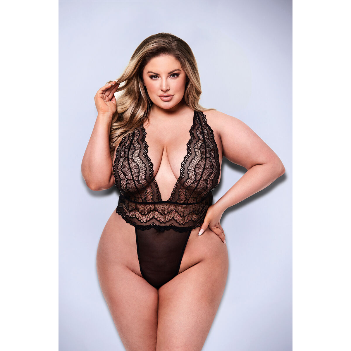 Trikåer Baci Lingerie Deep V Svart Queen size - 2