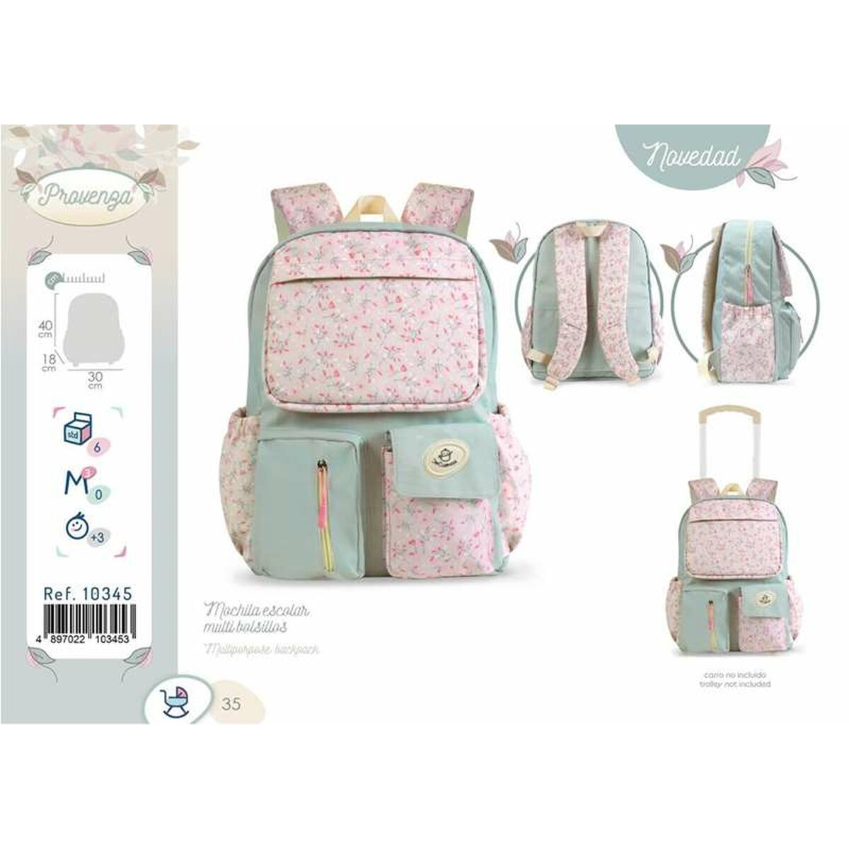 Skolryggsäck Decuevas Multicolour Virágok 40 x 18 x 30 cm - 4