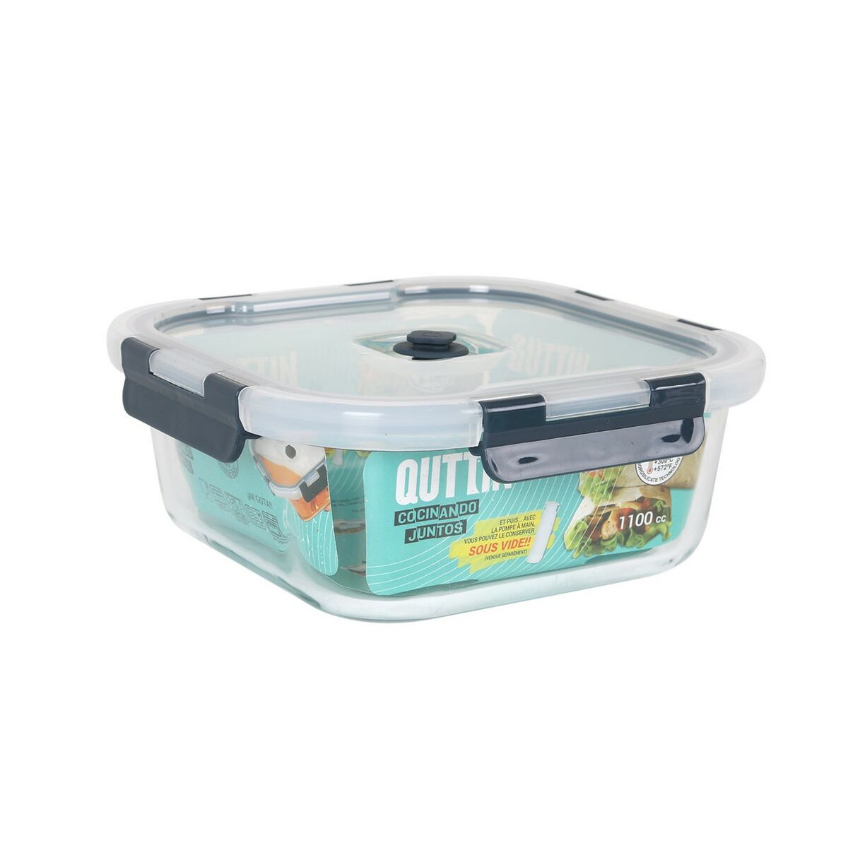 Hermetisk matlåda Quttin Fyrkantig 1,1 L 18,8 x 18,8 x 7,5 cm (6 antal) - 2