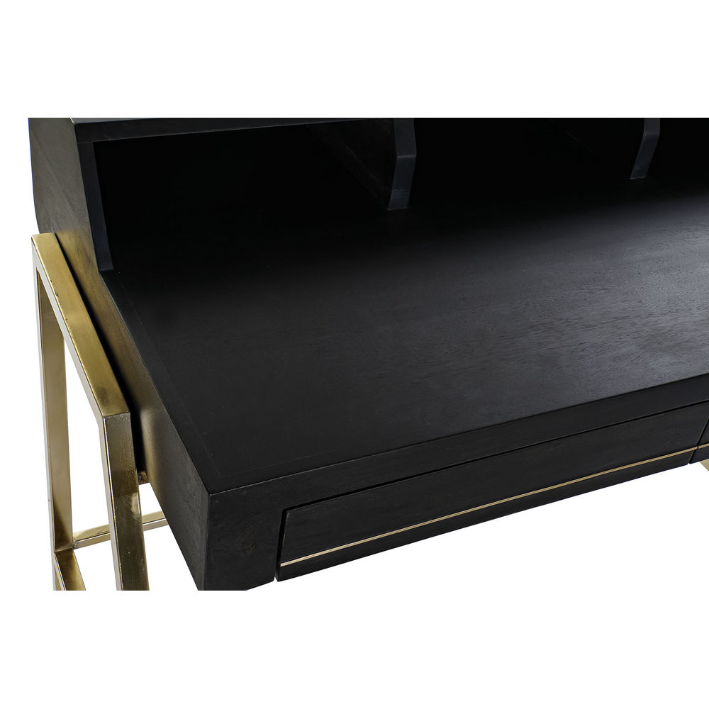 Skrivbord DKD Home Decor Svart Metall Gyllene Mangoträ (125 x 74 x 93.5 cm) - 2