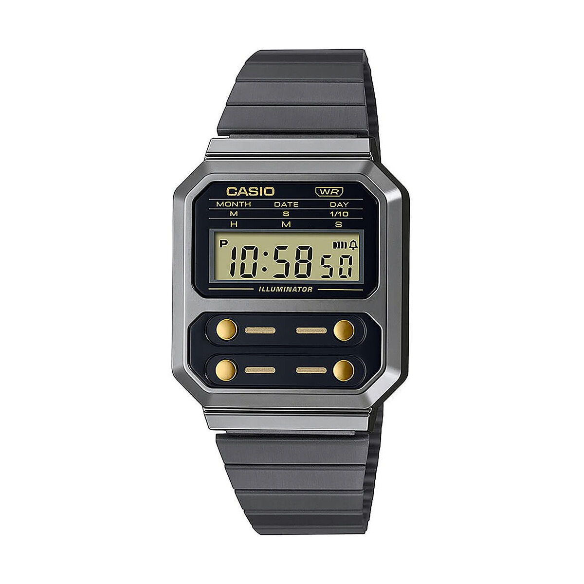 Unisexklocka Casio F100 - GUN METAL / GOLD Svart
