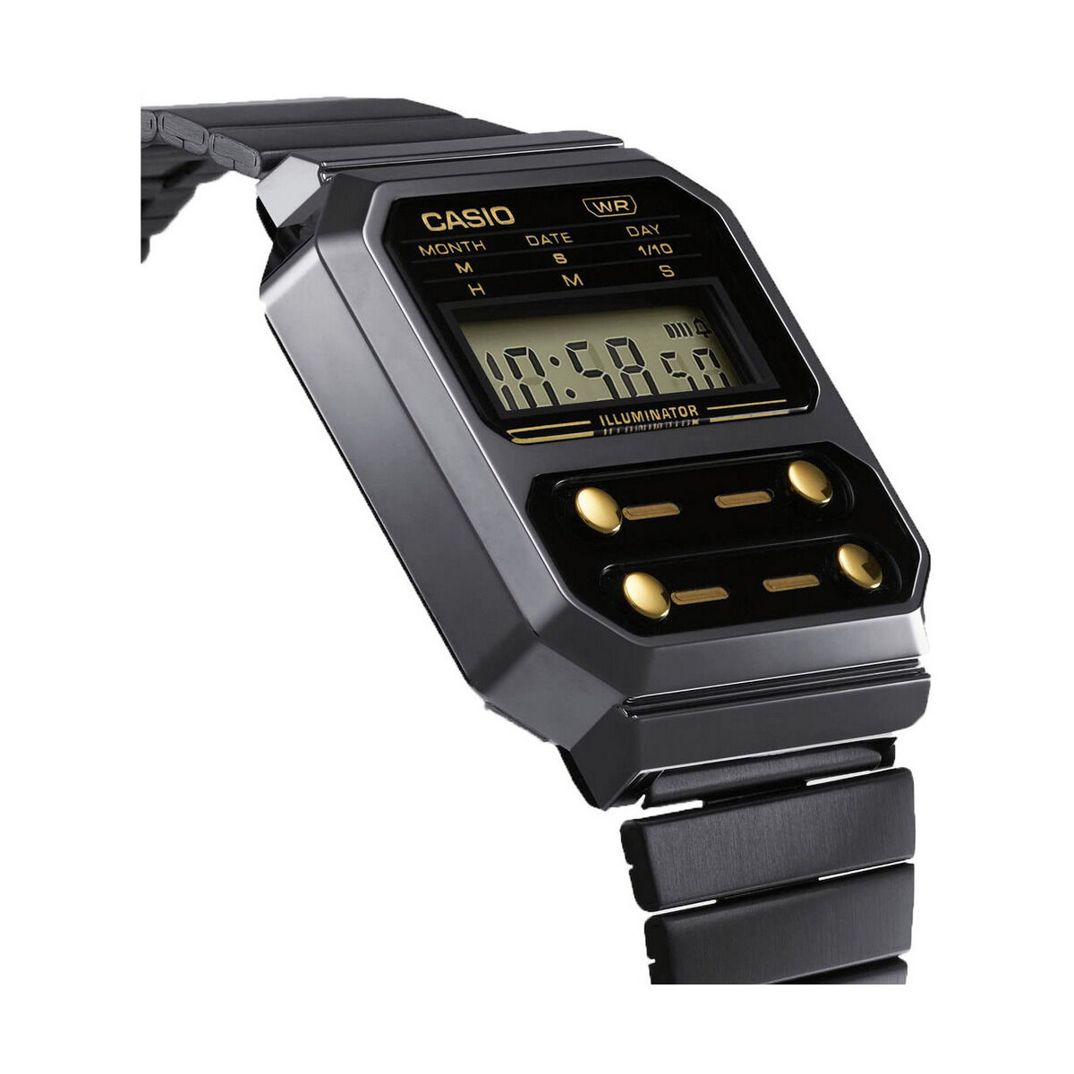 Unisexklocka Casio F100 - GUN METAL / GOLD Svart - 3