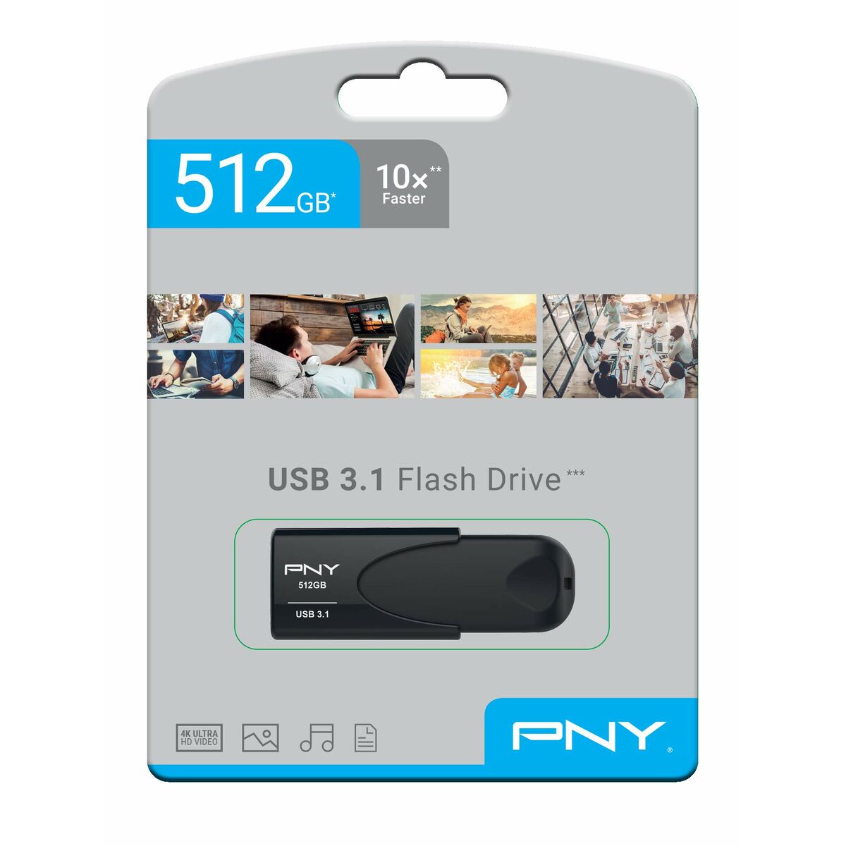USB-minne PNY FD512ATT431KK-EF Svart 512 GB (1 antal) - 2