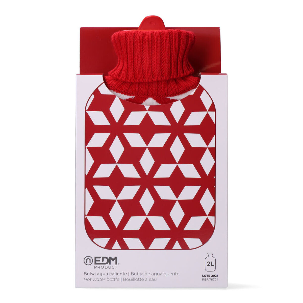 Varmvattenflaska EDM 76774 Rojo/Blanco Ylle 2 L - 3