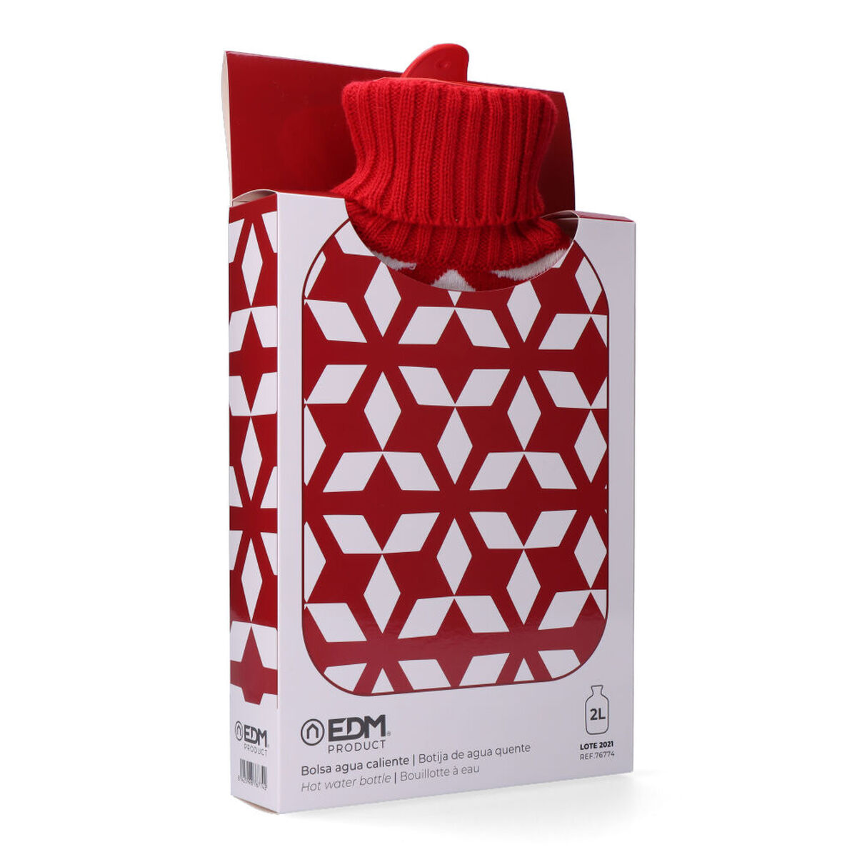 Varmvattenflaska EDM 76774 Rojo/Blanco Ylle 2 L - 4