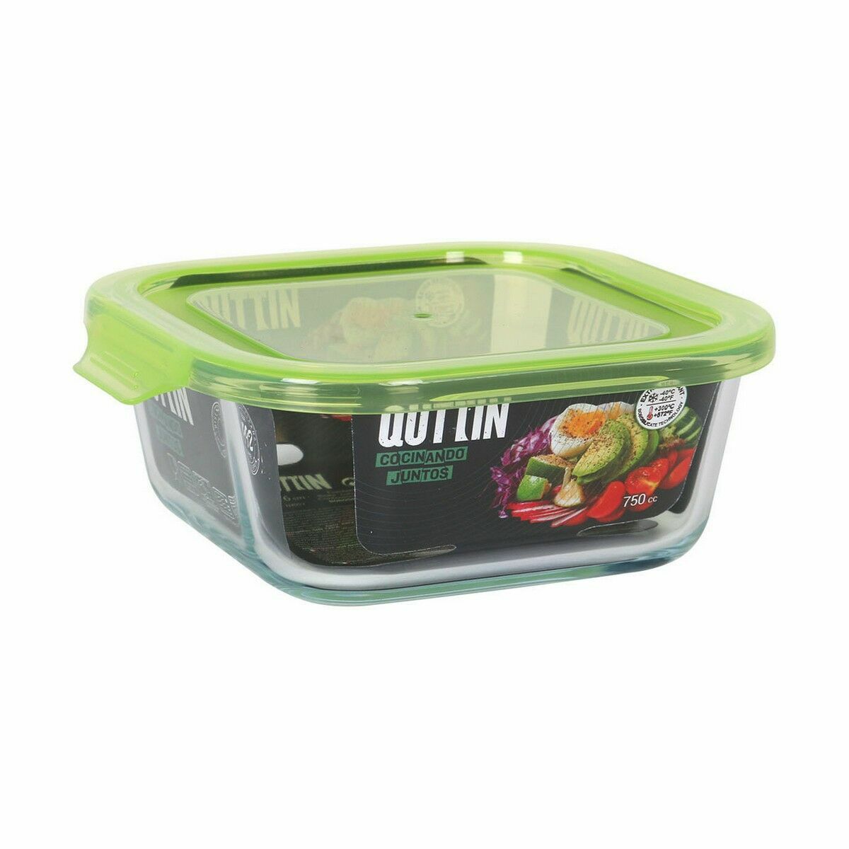 Fyrkantig matlåda med lock Quttin Grön 750 ml (6 antal) - 2