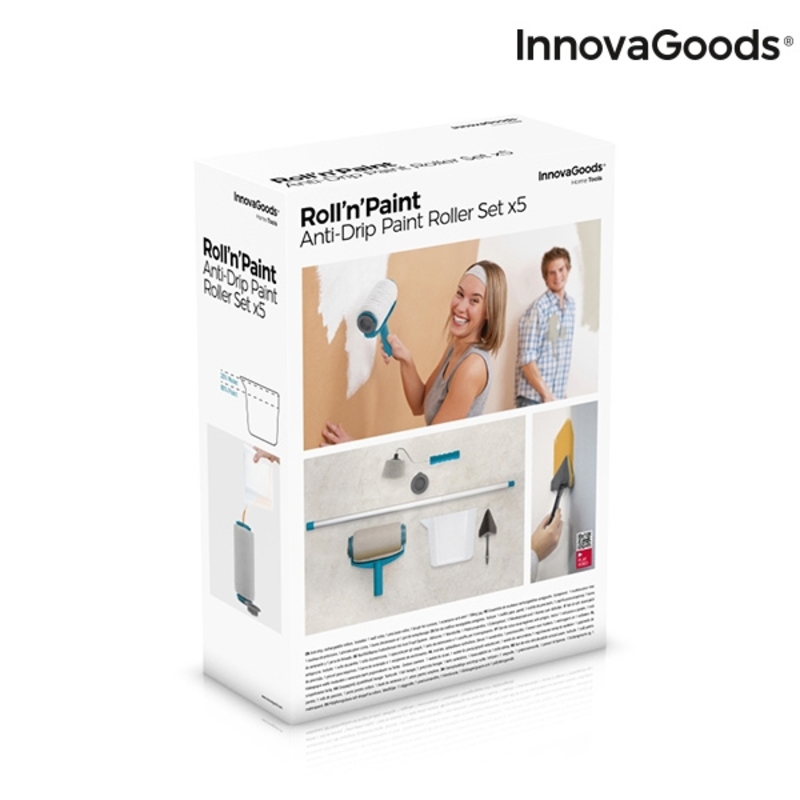 Set med påfyllningsbara färgrullar med droppstopp Roll'n'paint InnovaGoods 5 Delar - 11