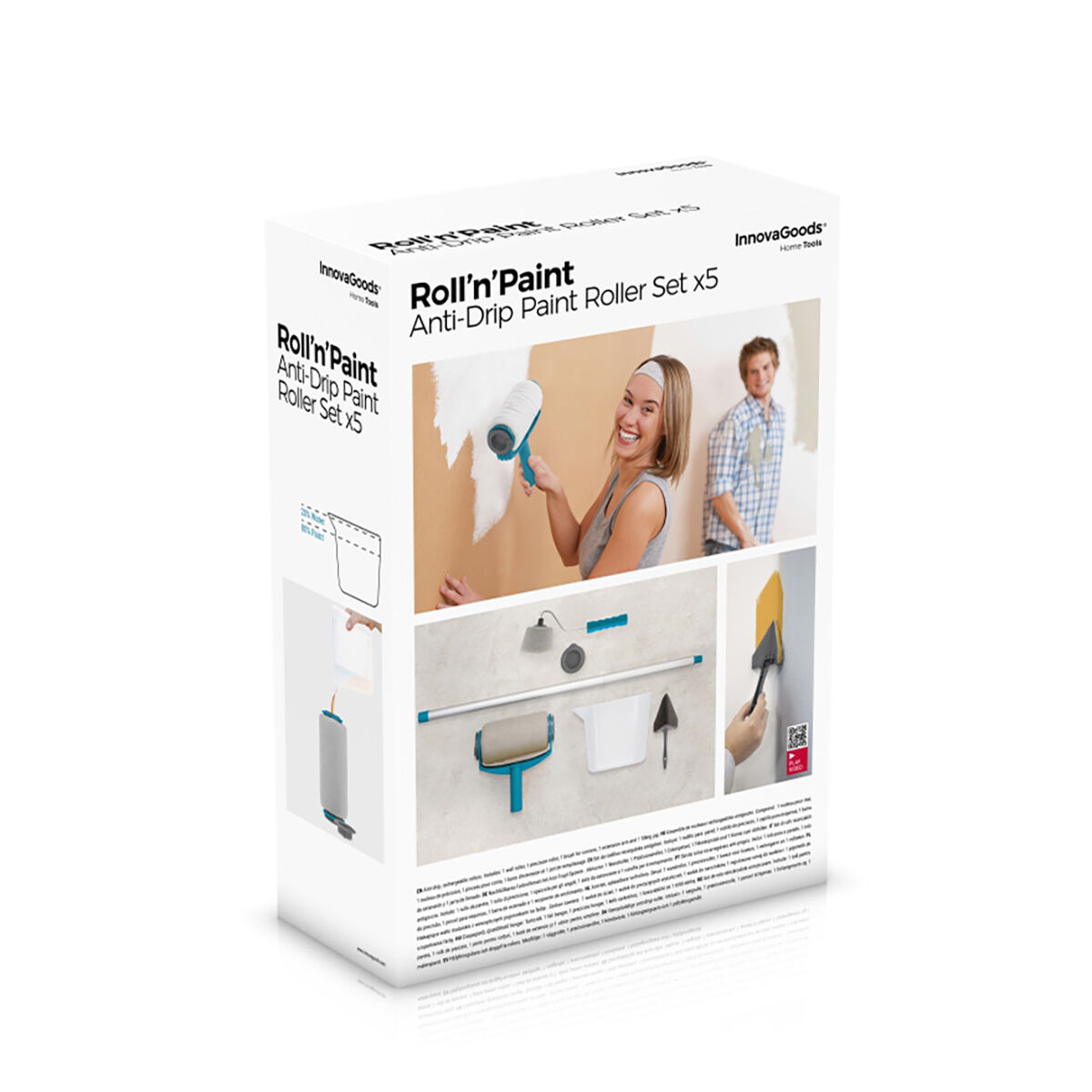 Set med påfyllningsbara färgrullar med droppstopp Roll'n'paint InnovaGoods 5 Delar - 19