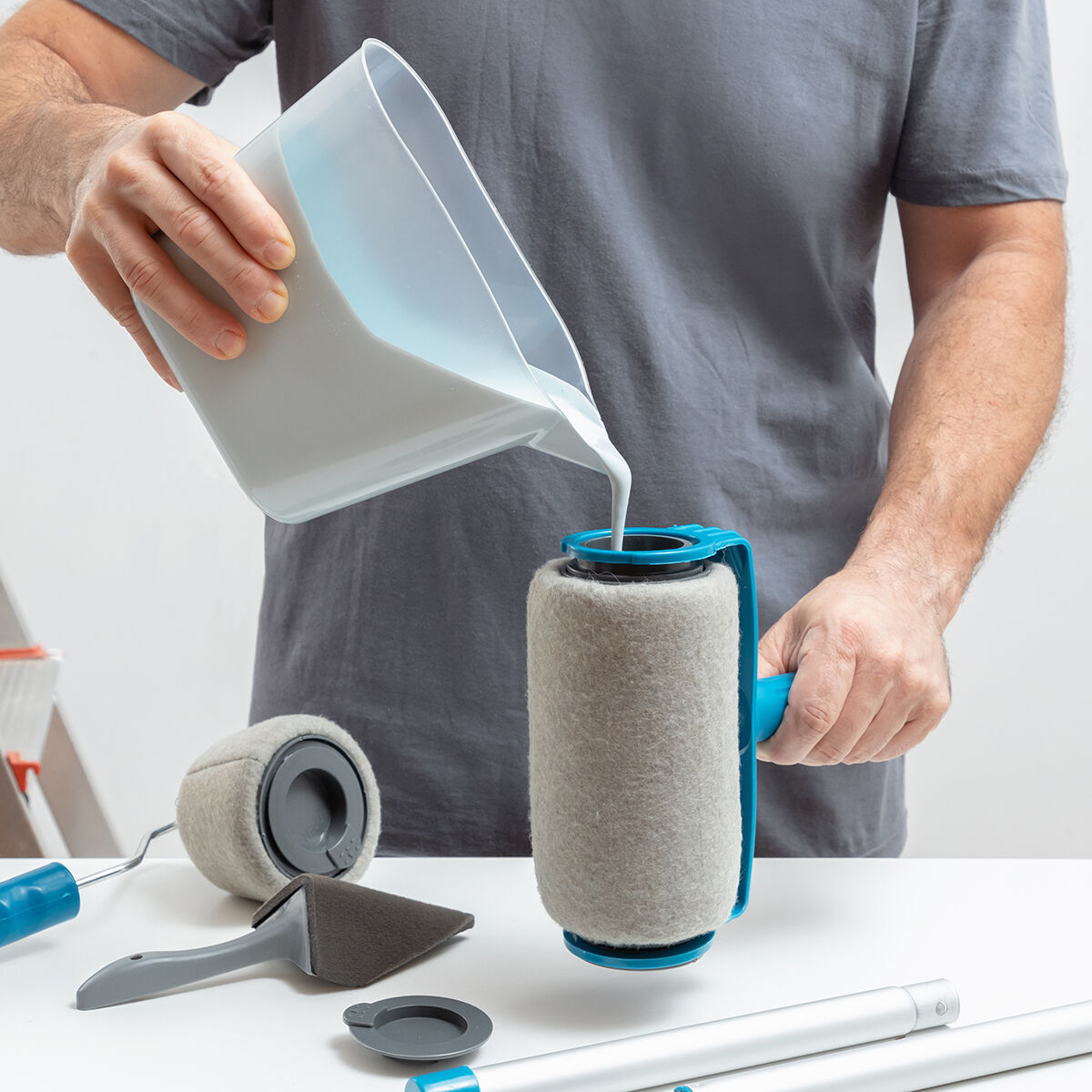 Set med påfyllningsbara färgrullar med droppstopp Roll'n'paint InnovaGoods 5 Delar - 36