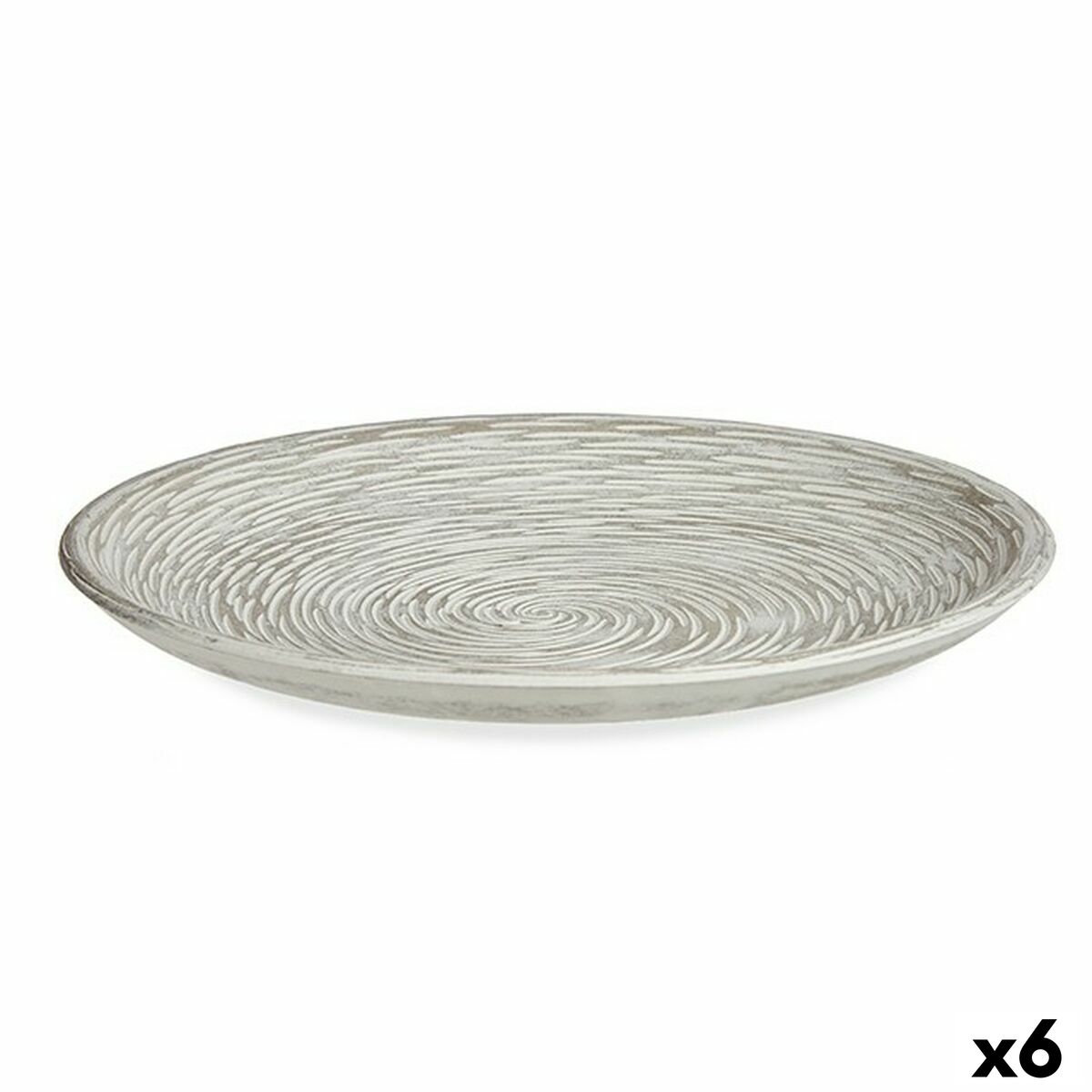 Prydnadsfat Gift Decor Vit Spiral 29,5 x 2,7 x 29,5 cm 29,5 x 3,3 x 29,5 cm Ø 29 cm (6 antal)